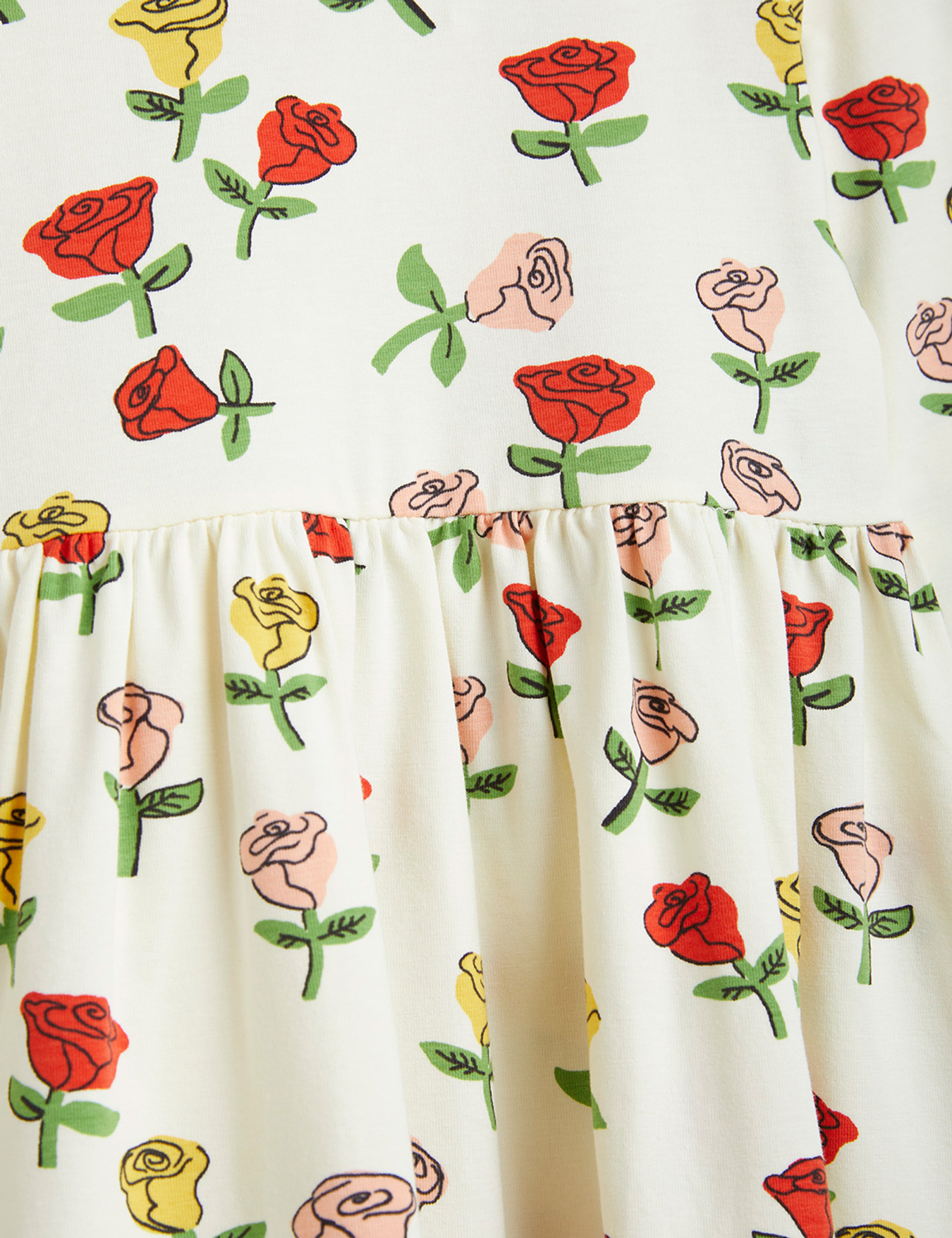 Roses long sleeve dress Offwhite | Mini Rodini