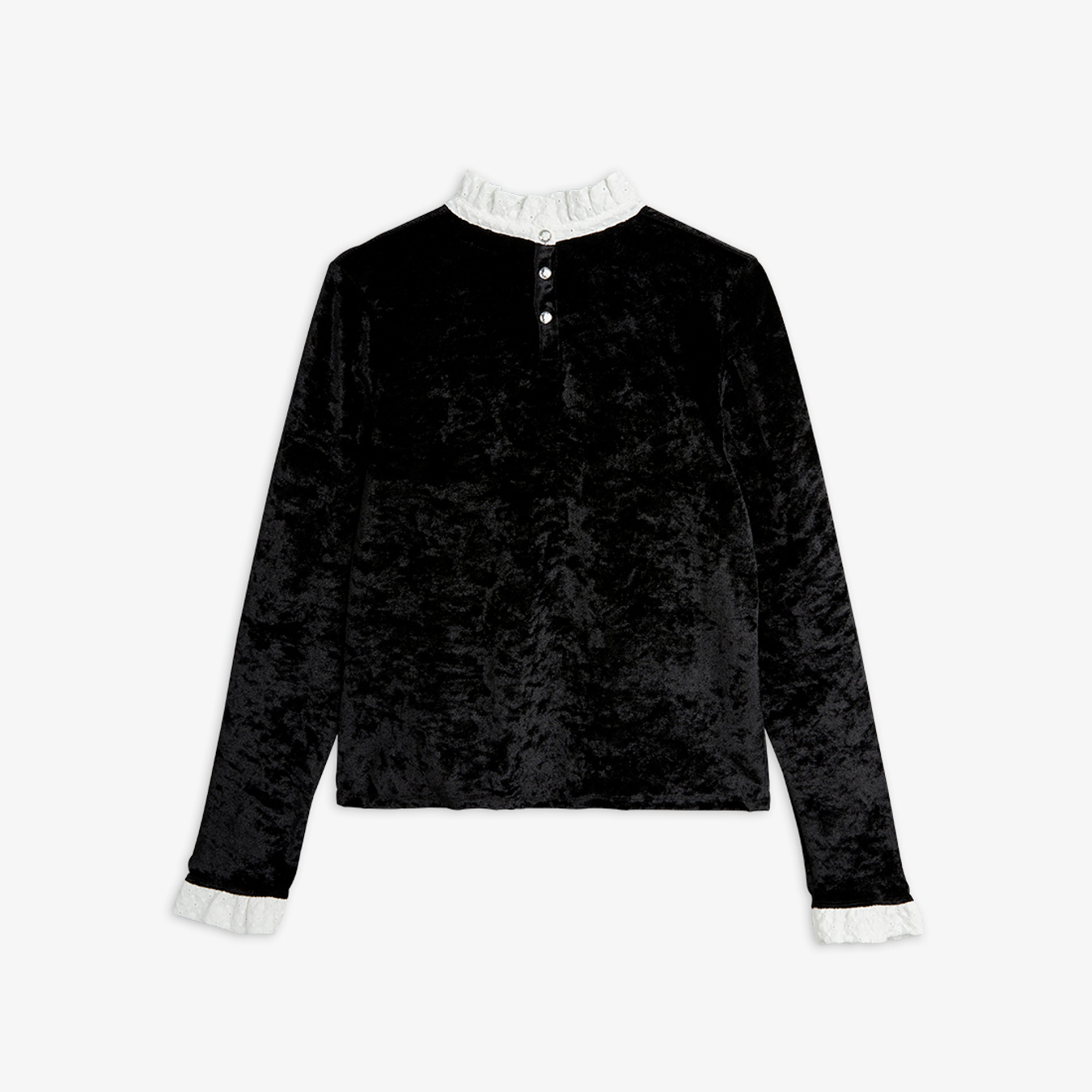 Crushed Velour Adult Long Sleeve T-shirt Black | Mini Rodini