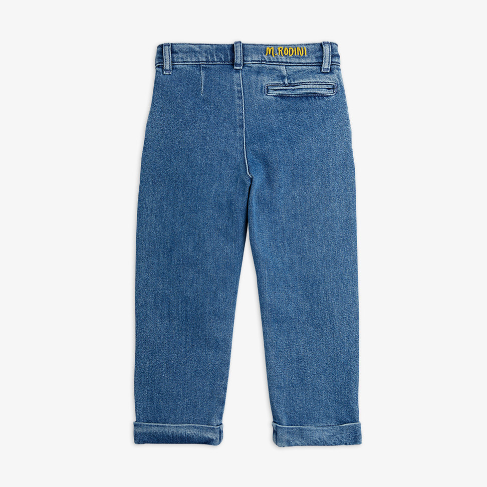 デニム・ジーパン RONRON RIBBON PRINTED DENIM PANTS MEDIUM BLUE RR24APT3539MB RIBBON PRINTED DENIM PANTS MEDIUM BLUE - RONRON 론론