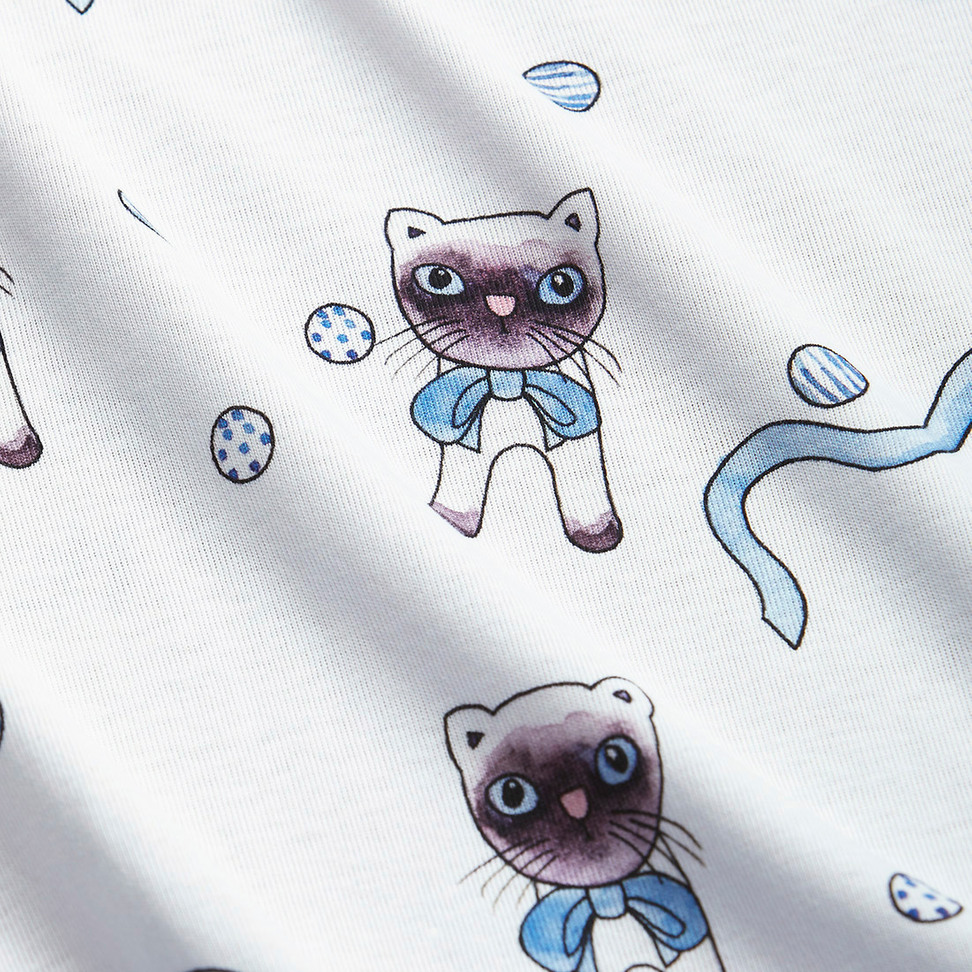 mini rodini CAT SP LS DRESS White 猫ワンピース Mini Rodini（ミニロディーニ）の「mini rodini / キャット