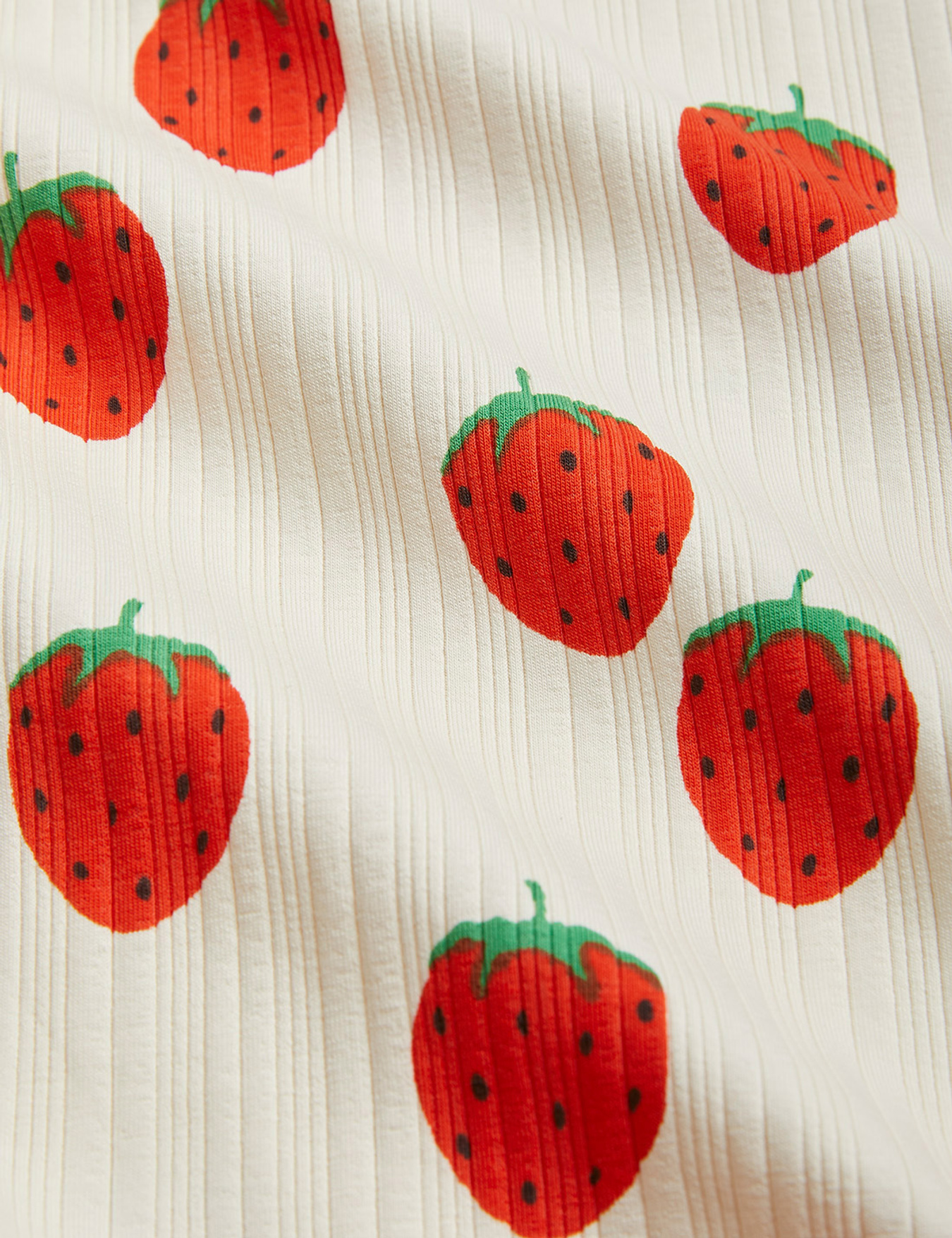 Strawberries Trumpet Sleeve Dress Offwhite | Mini Rodini