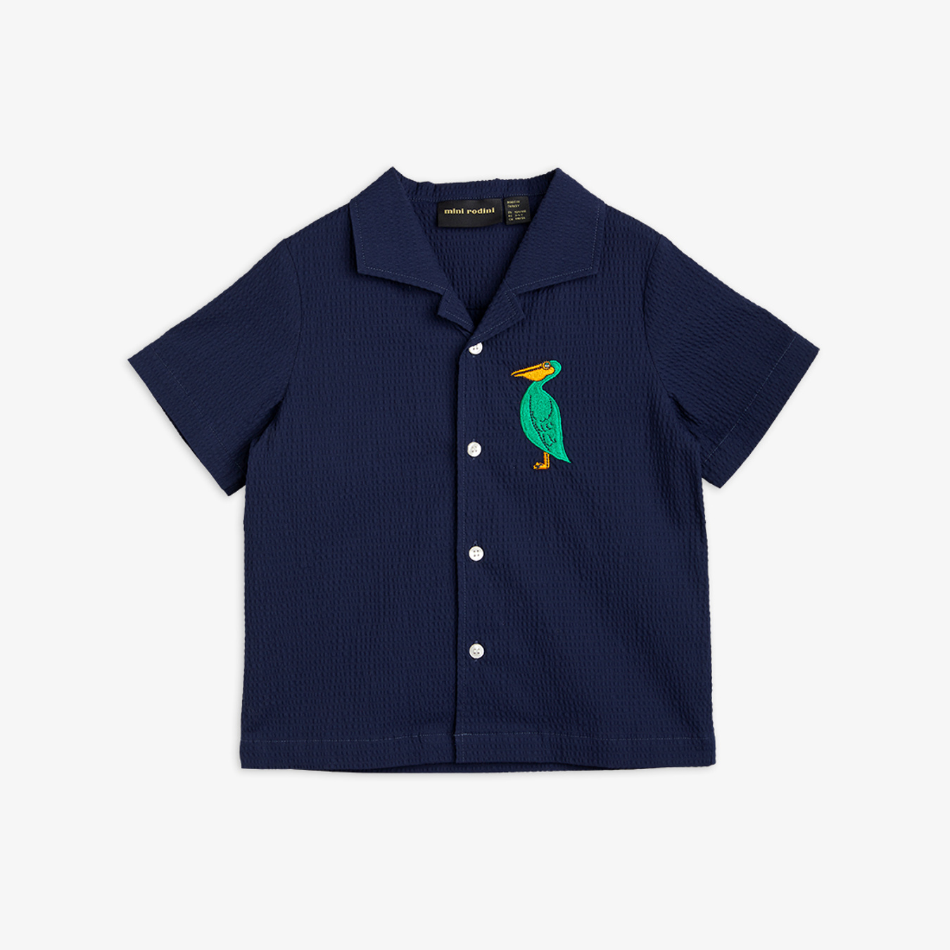 Pelican Seersucker Shirt Blue | Mini Rodini