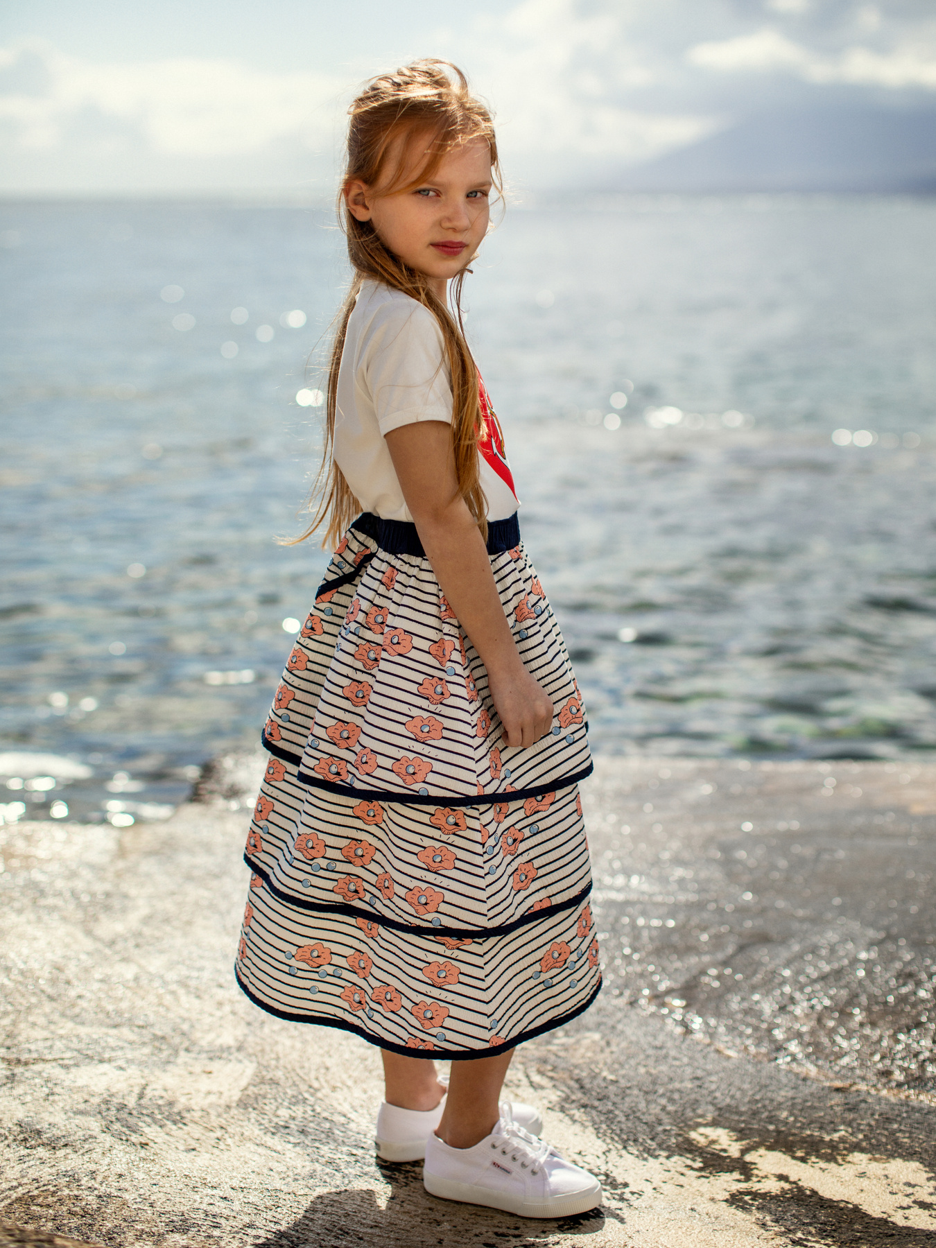 Seersucker Frill Skirt Blue | Mini Rodini