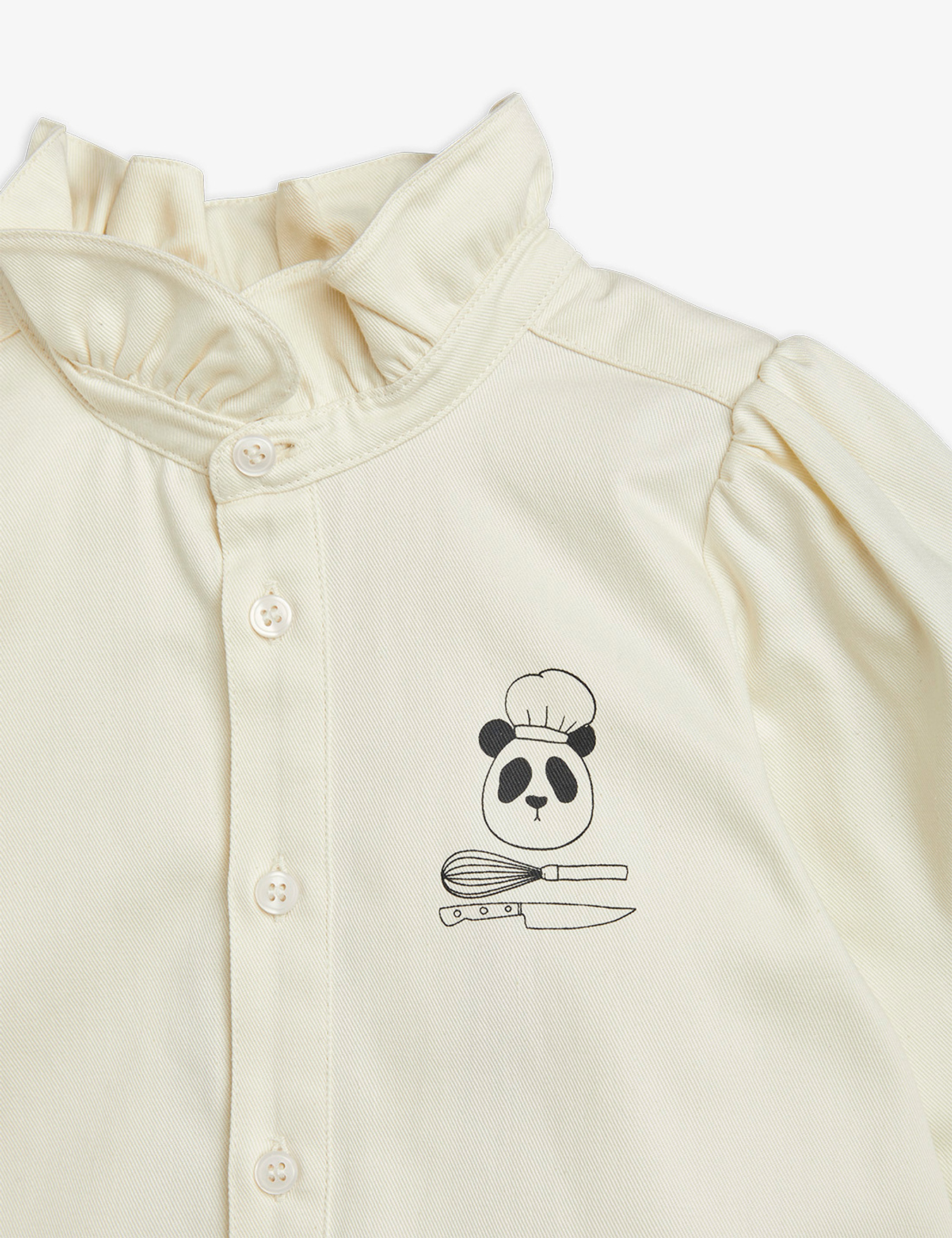 Chef Panda Woven Blouse White | Mini Rodini
