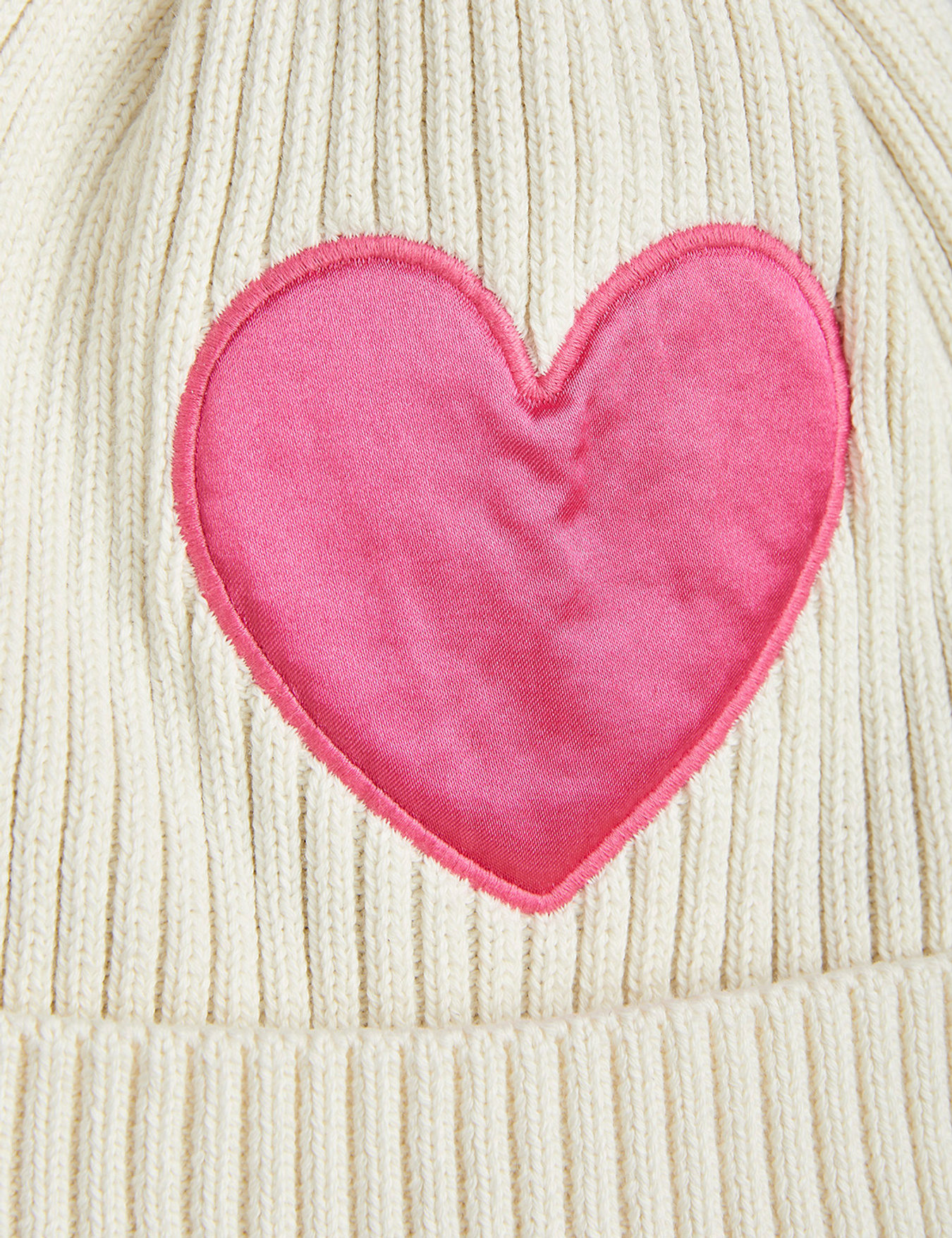 Hearts Knit Beanie White | Mini Rodini