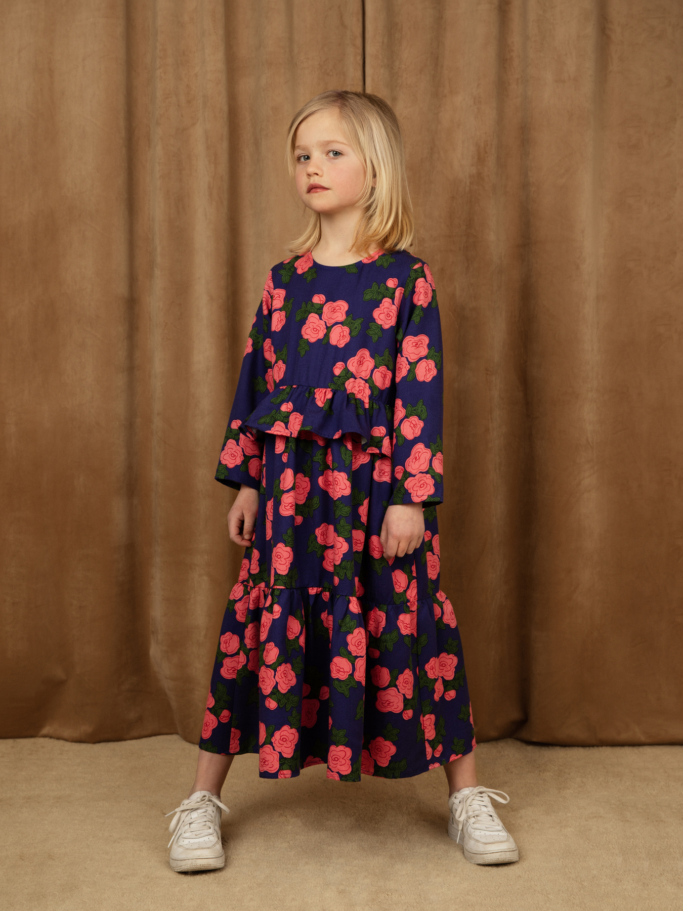 【新品】mini rodini roses woven dress 92/98 Patchwork Woven Dress Multi | Mini Rodini