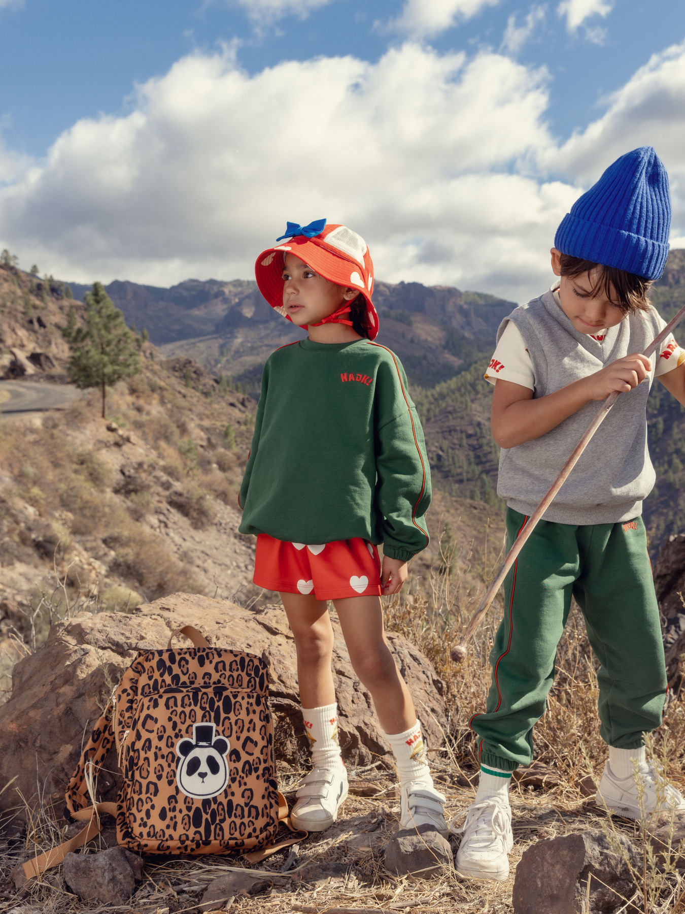 Hearts Sun Hat Red | Mini Rodini