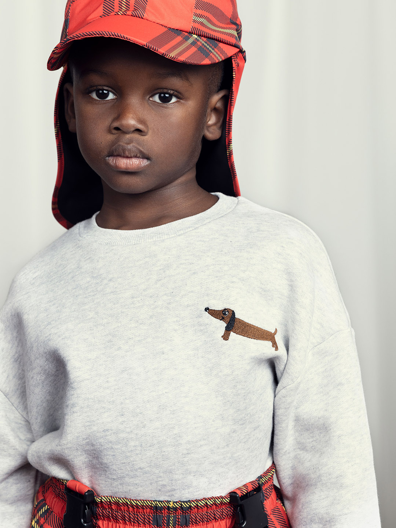 Dog Embroidered Sweatshirt Grey melange | Mini Rodini