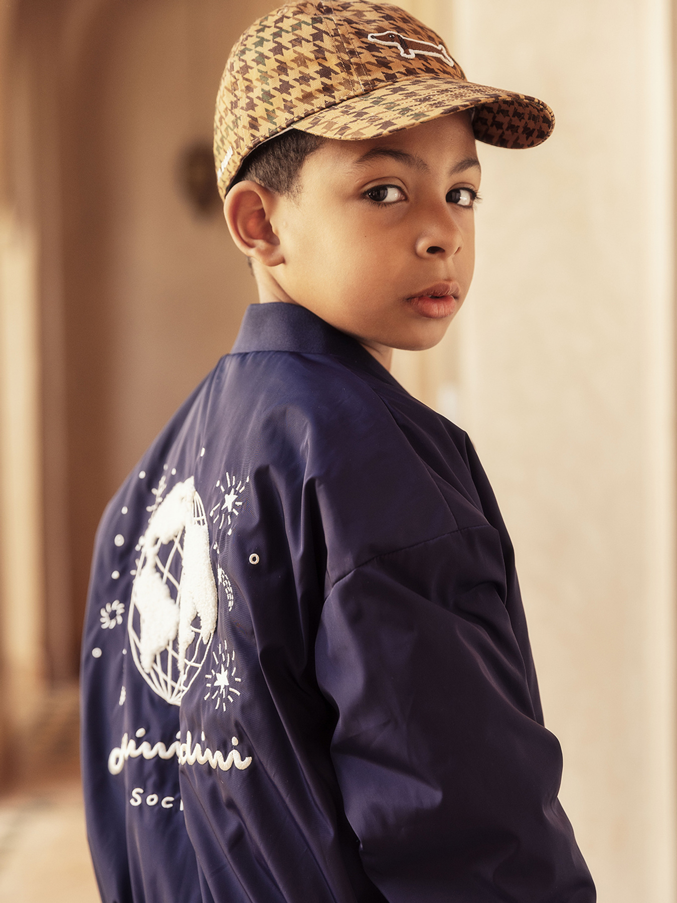 Mini Rodini Society Embroidered Baseball Jacket Blue | Mini Rodini 
