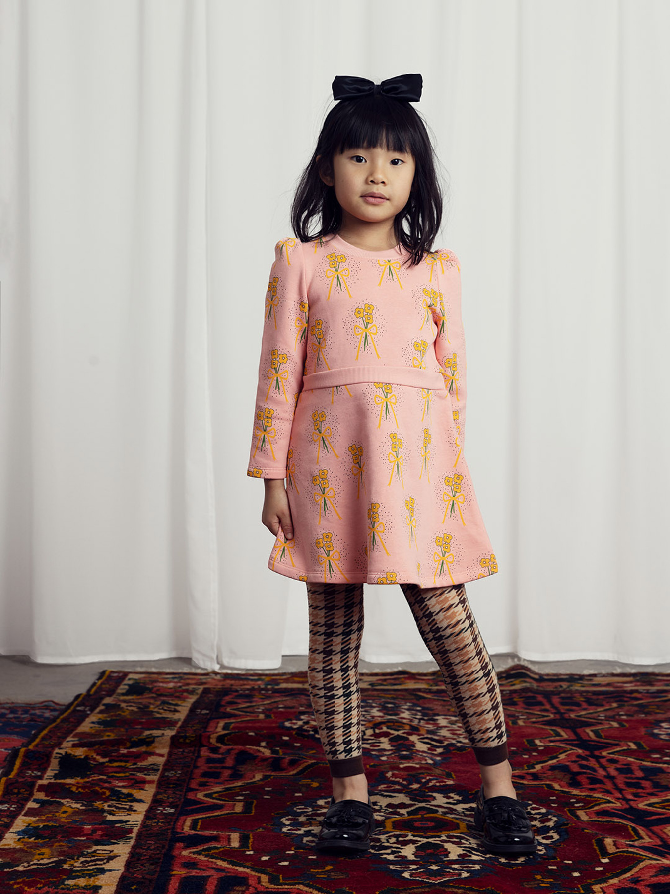 Winter Flowers Sweat Dress Pink | Mini Rodini