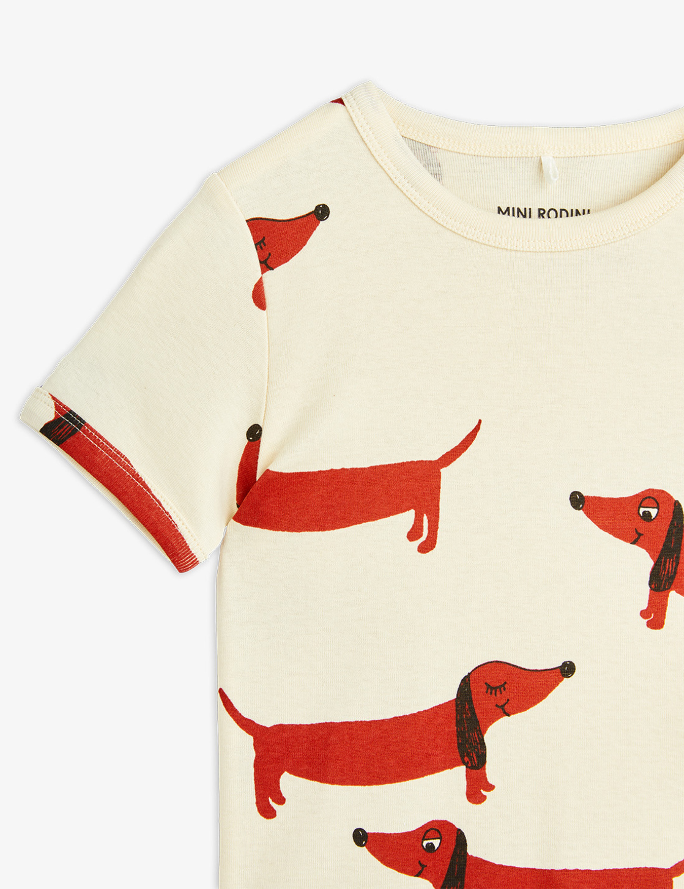mini rodini 犬プリントコート 92−98 Dog T-shirt Offwhite | Mini Rodini