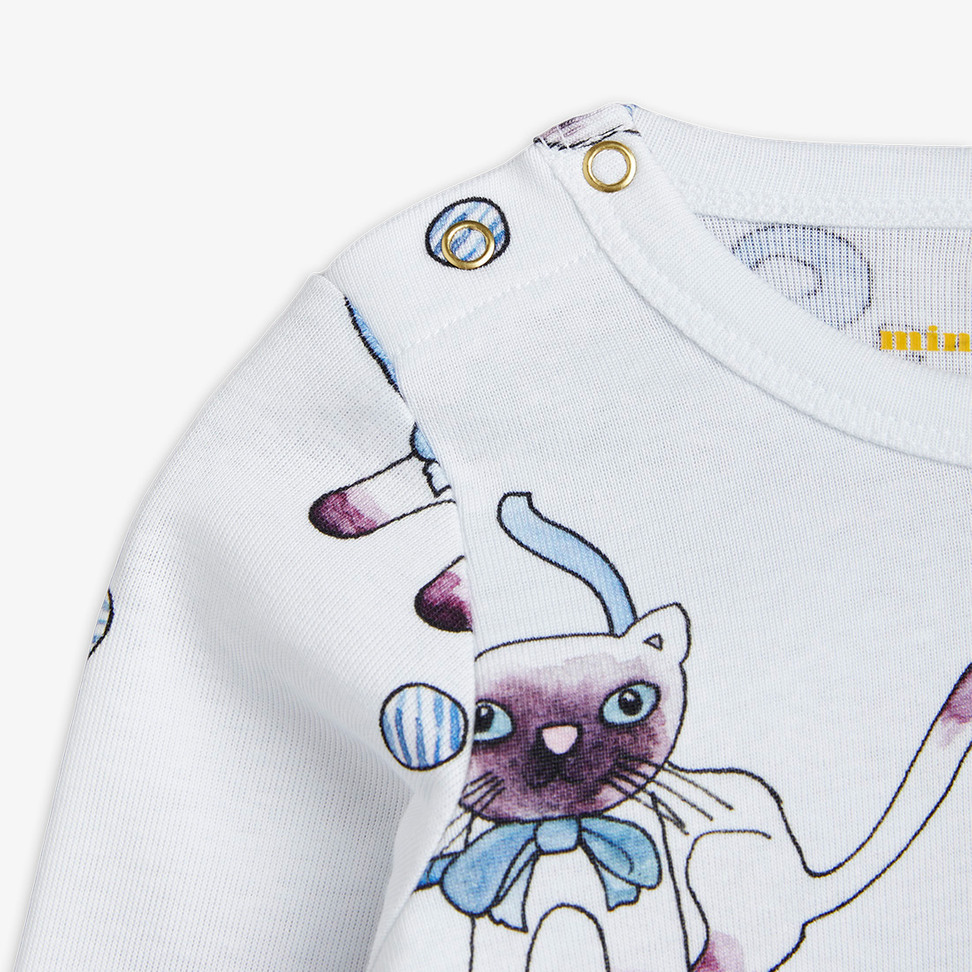Siamese Cat Bodysuit Set Light blue | Mini Rodini