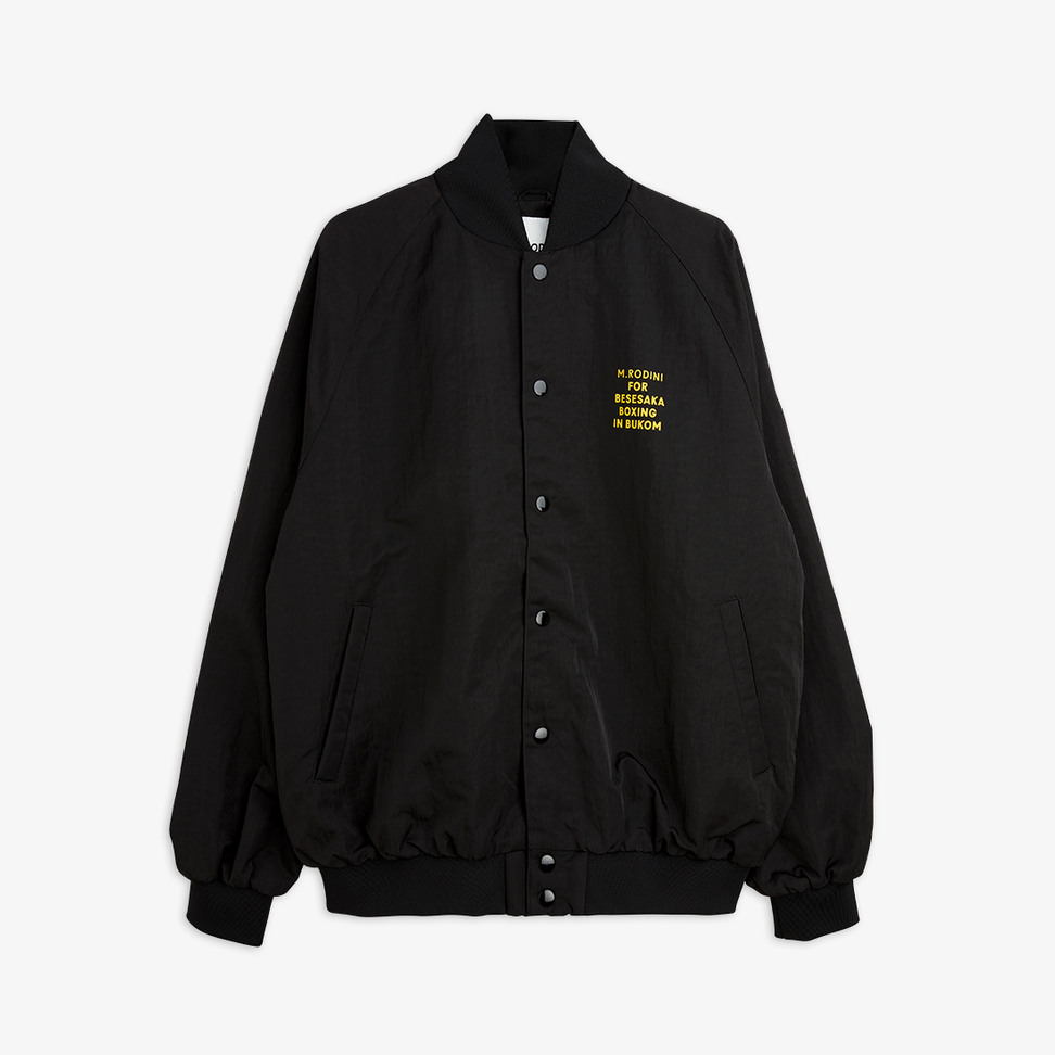 アウター Mini Rodini Strawberries Baseball Jacket Strawberries AOP Woven Baseball Jacket | Mini Rodini Coats