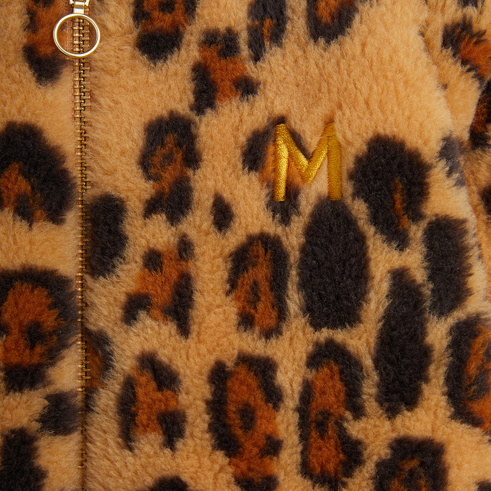 【ORDINARY JOY】Leopard Fur gilet Leopard Faux Fur Baby Overall Beige | Mini Rodini