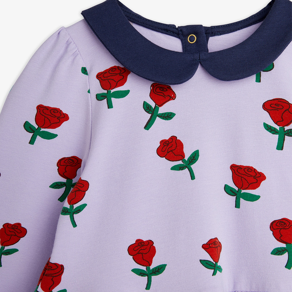 Roses Long Sleeve Dress Purple | Mini Rodini