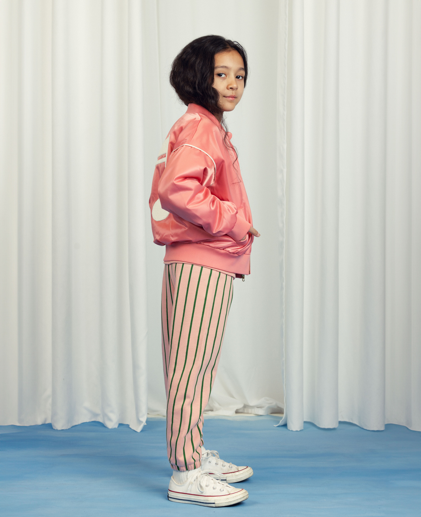 Note Satin Baseball jacket Pink | Mini Rodini