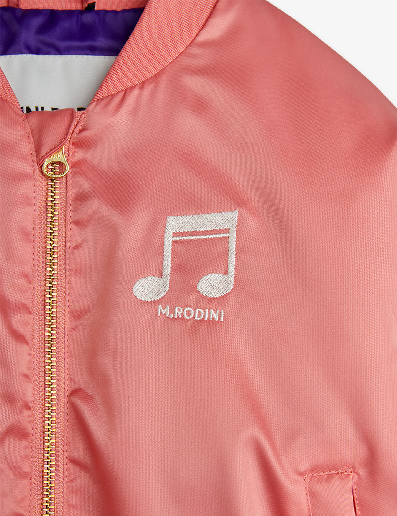 Note Satin Baseball jacket Pink | Mini Rodini