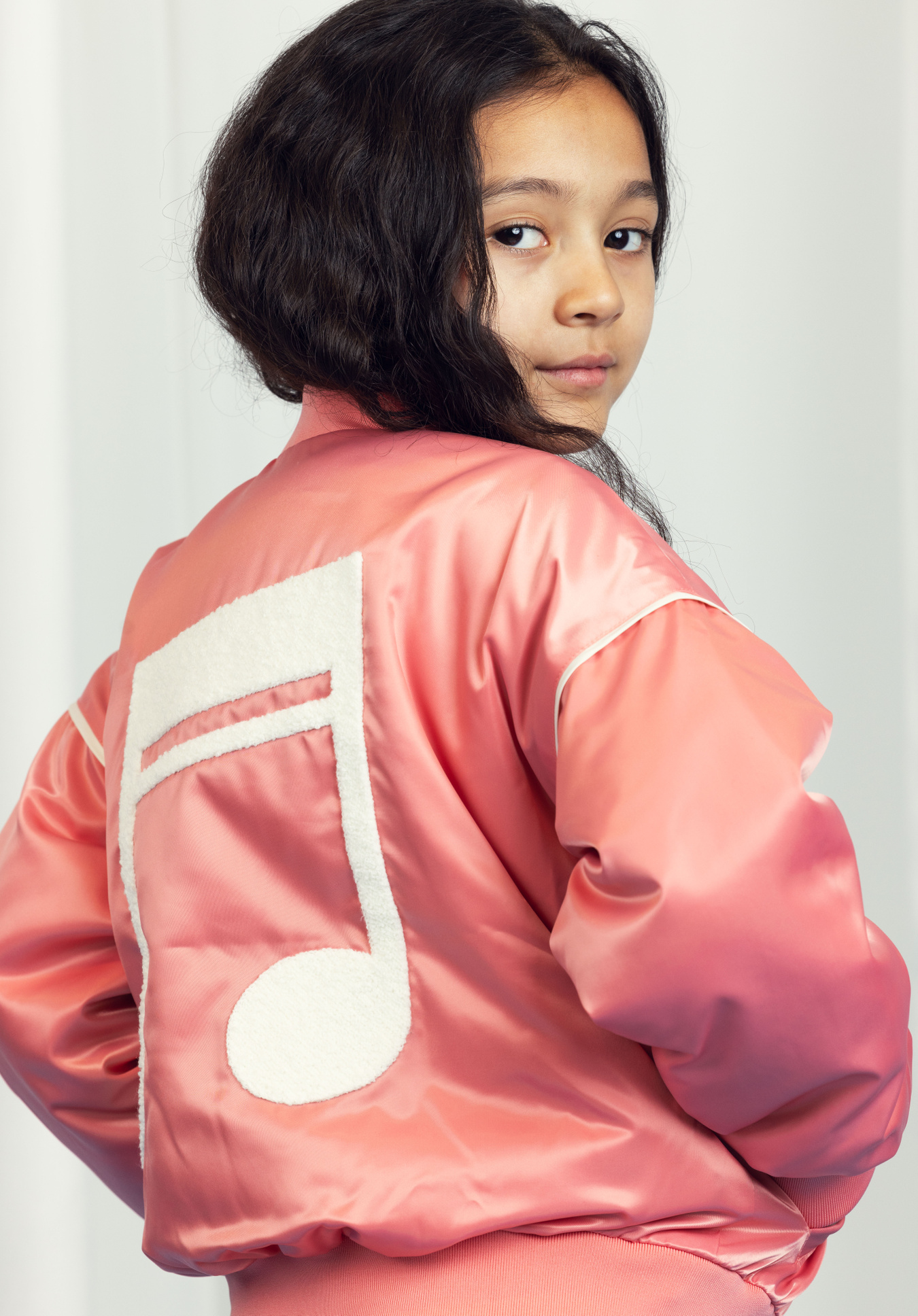Note Satin Baseball jacket Pink | Mini Rodini