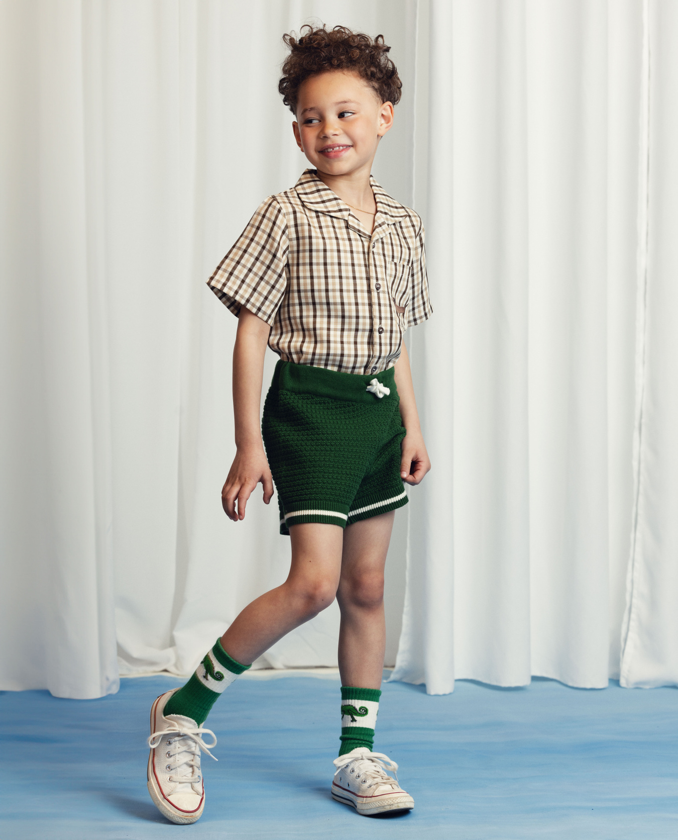 Gingham woven shirt Beige | Mini Rodini