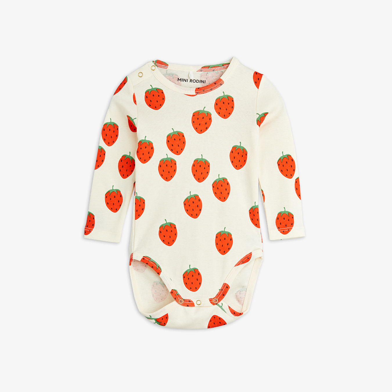 Strawberries Longsleeve Bodysuit Off White | Mini Rodini