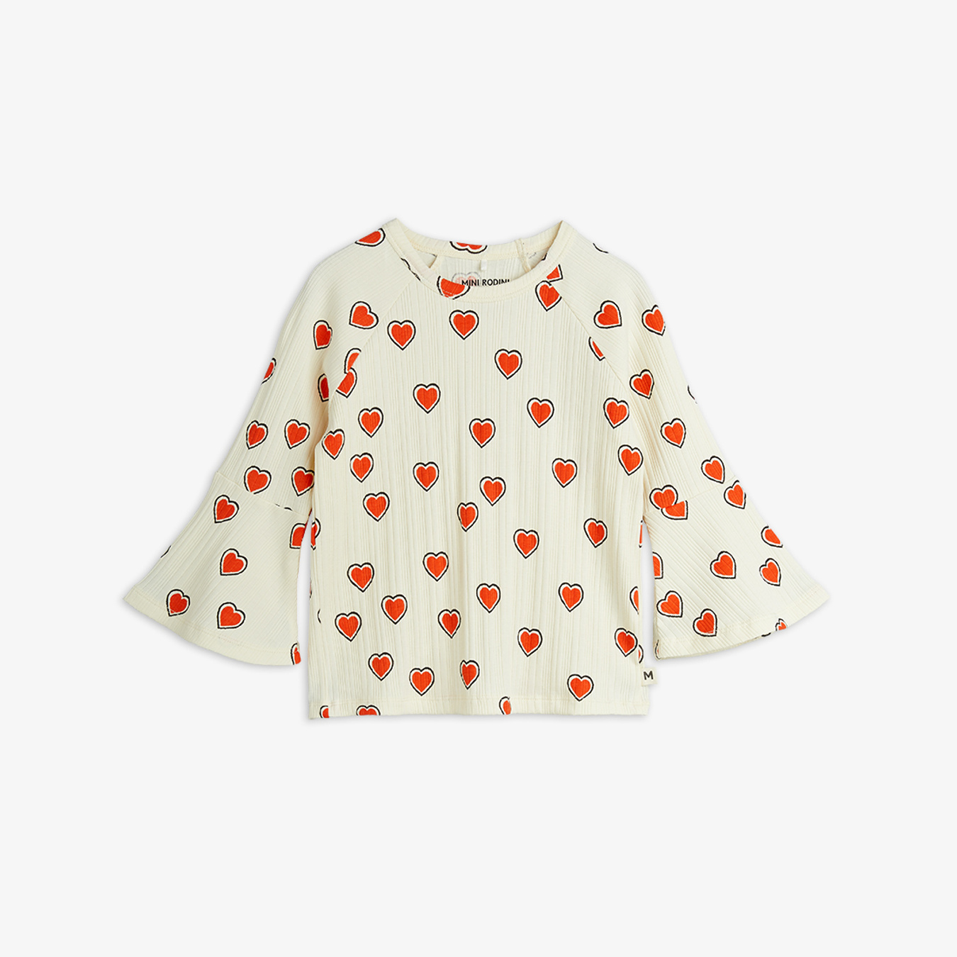 Outlined hearts trumpet sleeve top