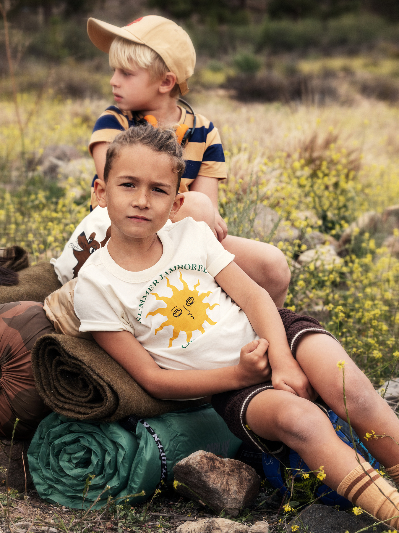 Beige Block stripe T-shirt | Mini Rodini