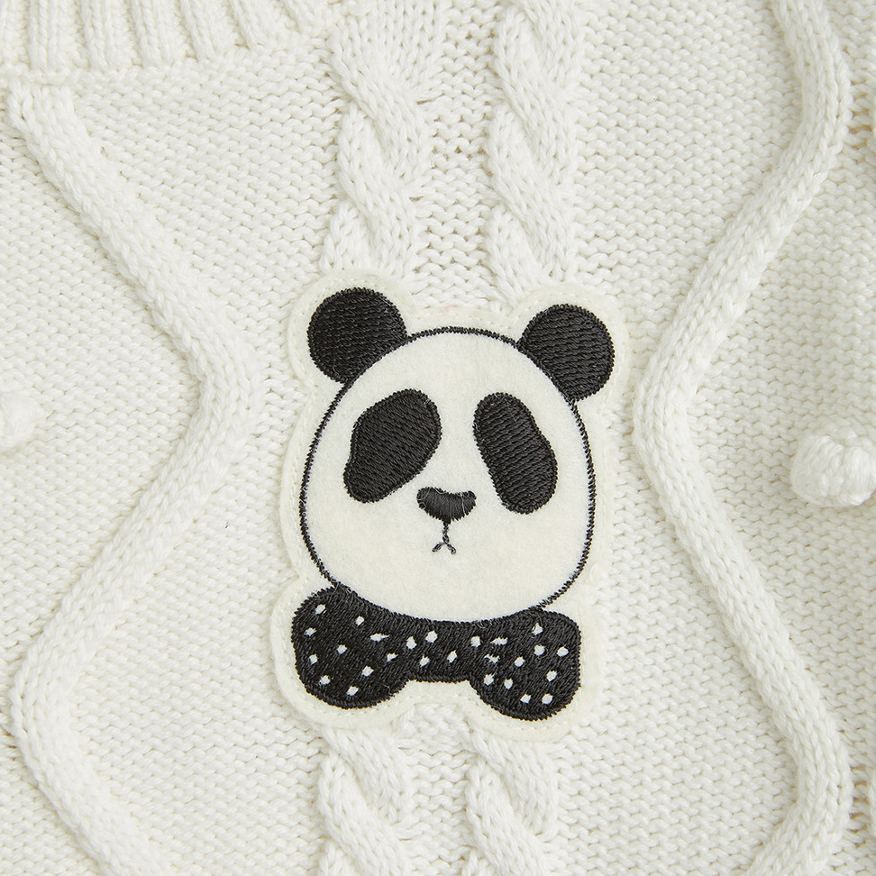 Off-white Panda texture knit sweater Mini Rodini
