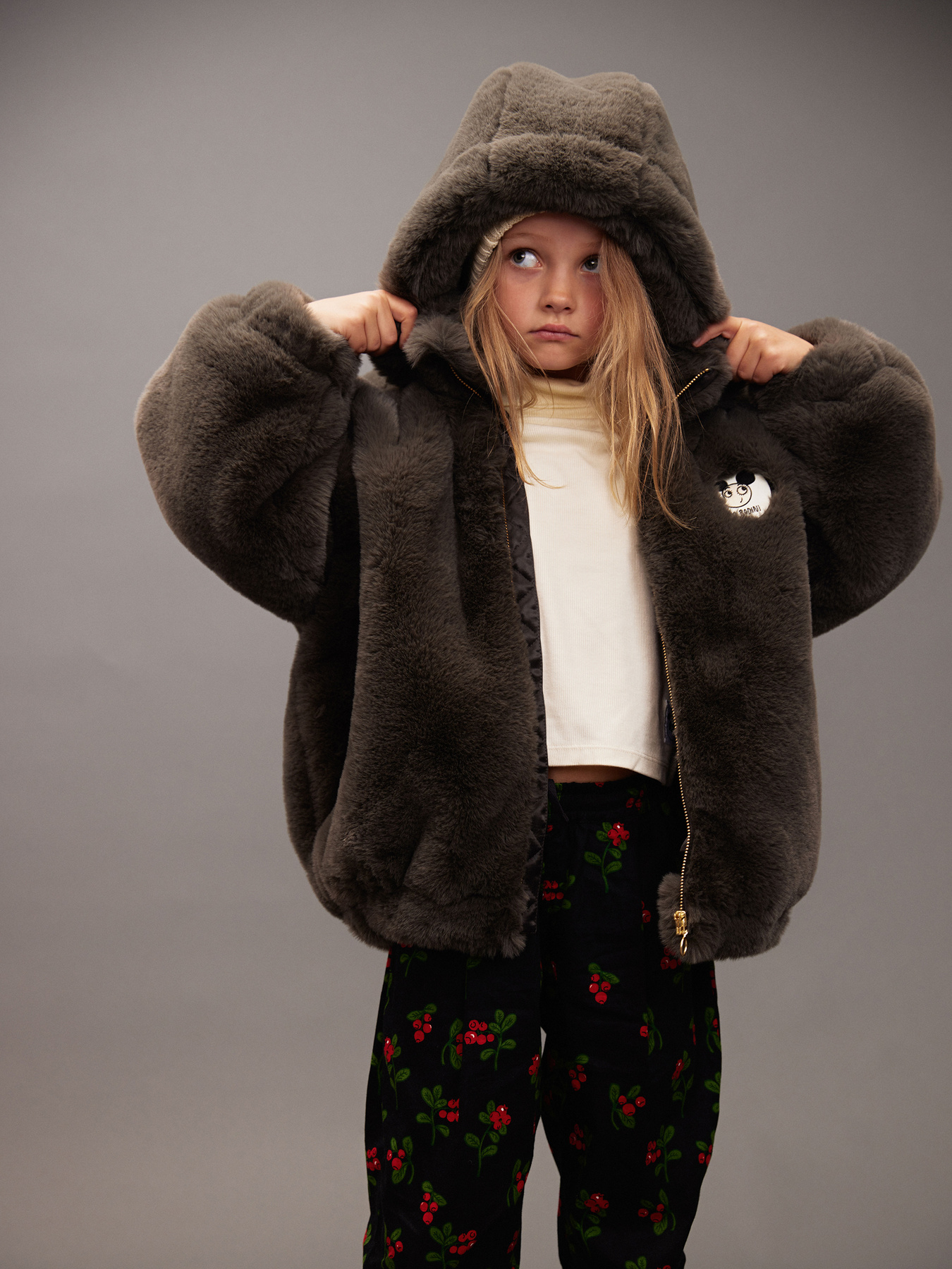 Ritzratz patch faux fur jacket Grey | Mini Rodini