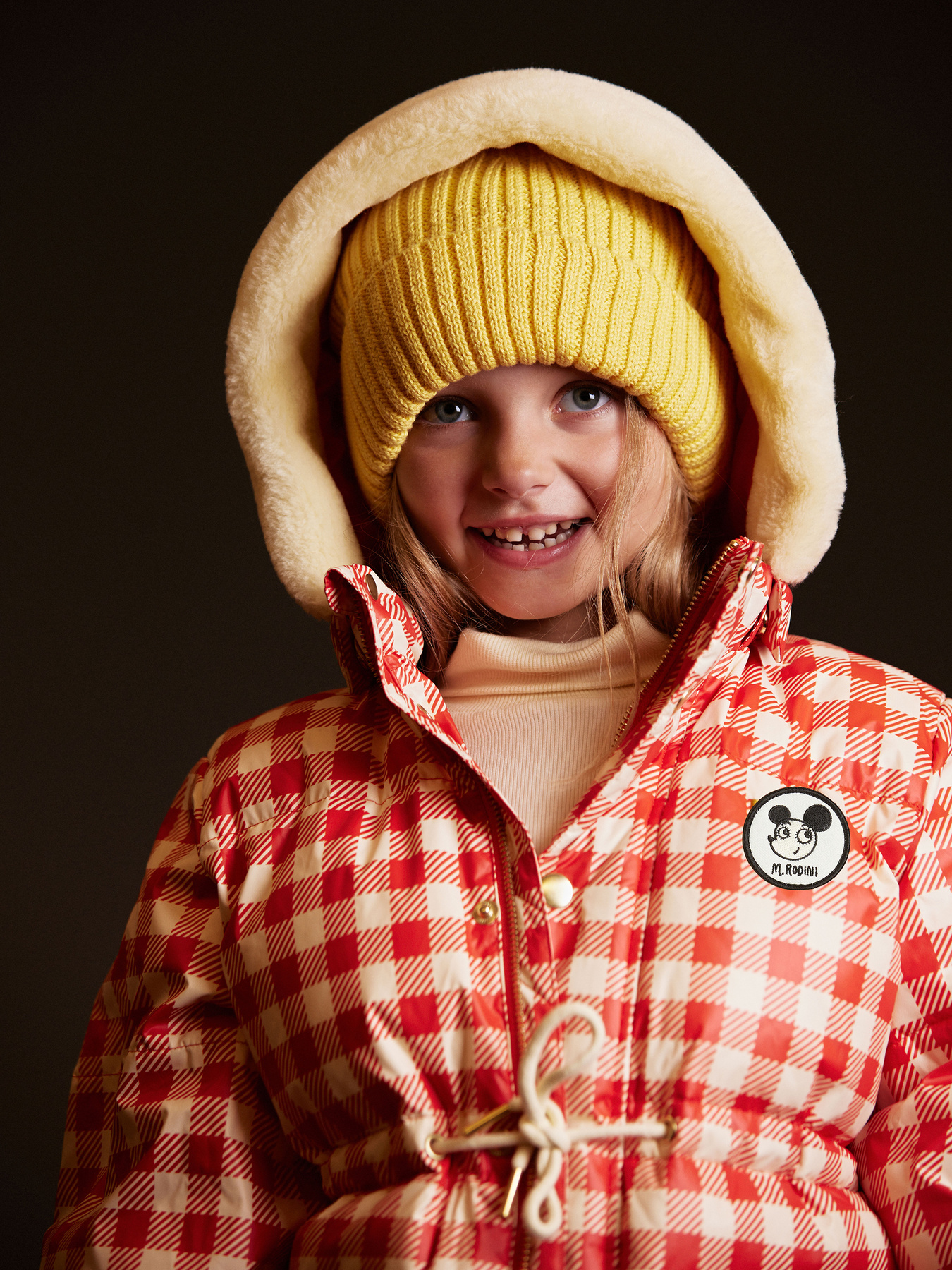 ミンク　ダウンジャケット　ROTINY Ritzratz gingham heavy puffer jacket Red | Mini Rodini