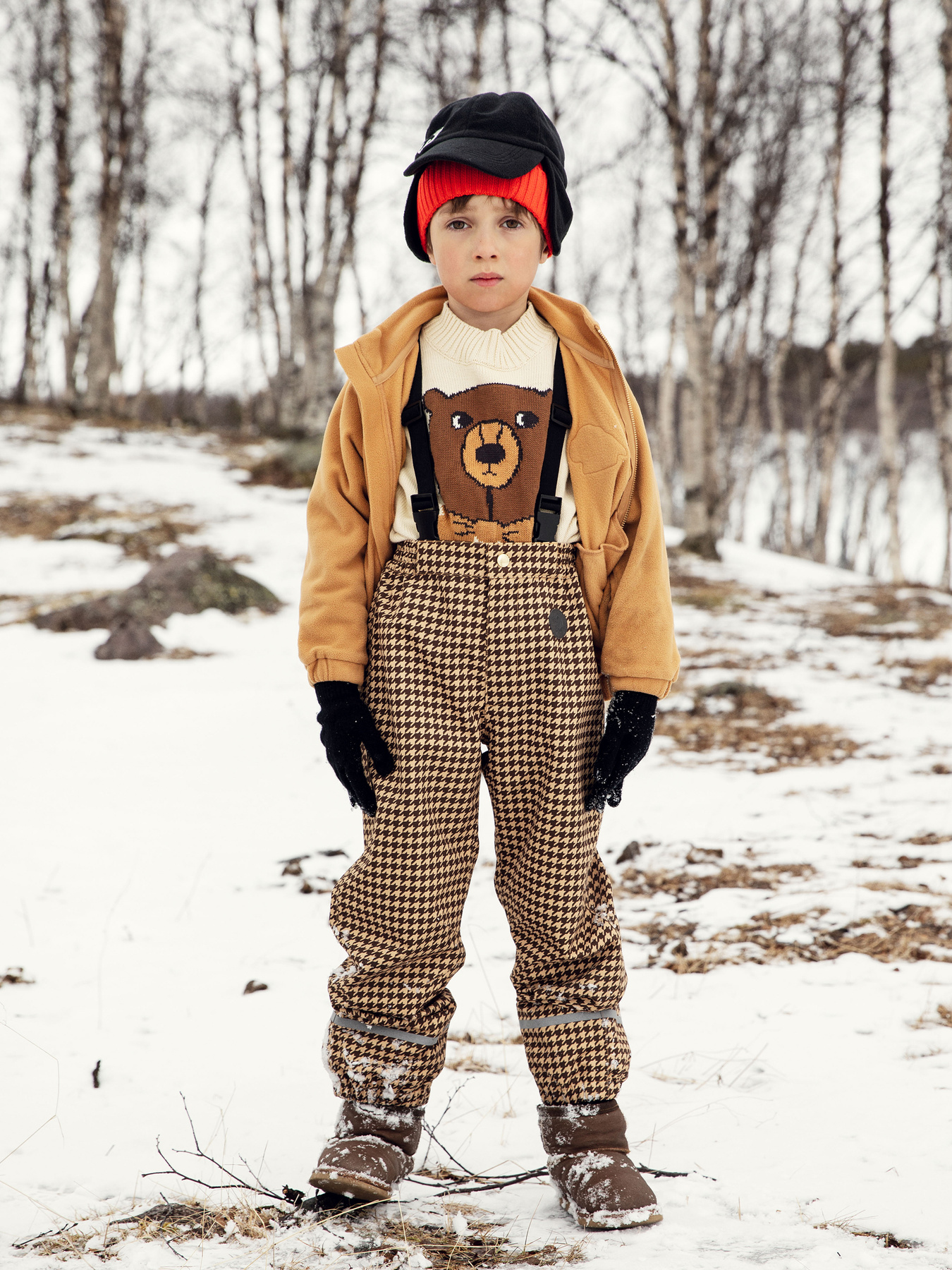 Mammoth patch fleece jacket Beige | Mini Rodini