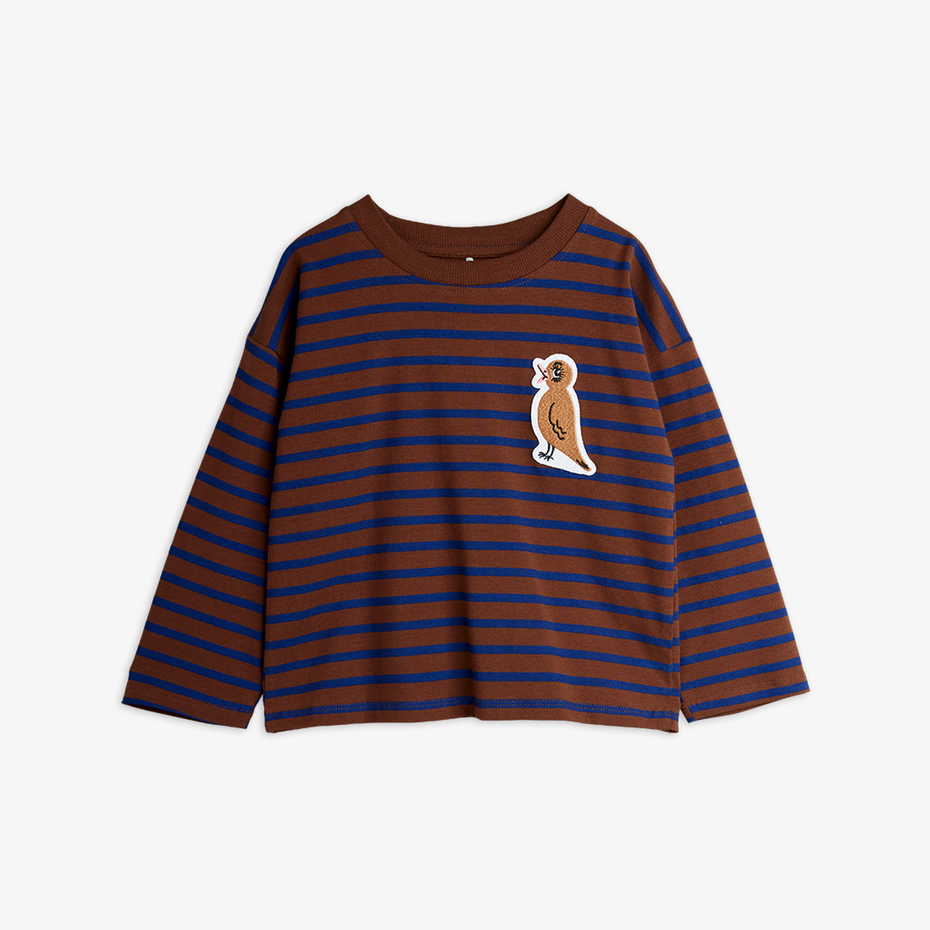 Stripe bird patch long sleeve T shirt Brown | Mini Rodini