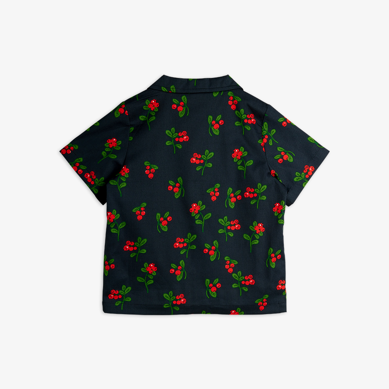 Lingonberries woven short sleeve shirt Black | Mini Rodini