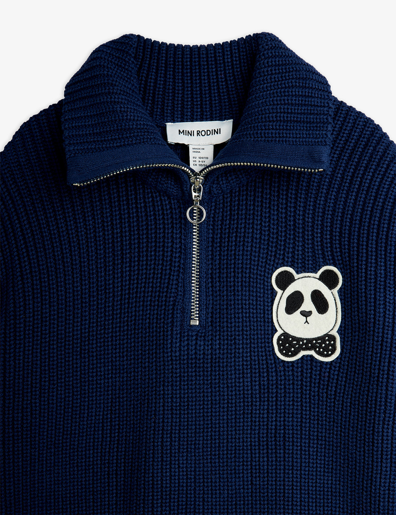 Panda chunky knit sweater Blue | Mini Rodini