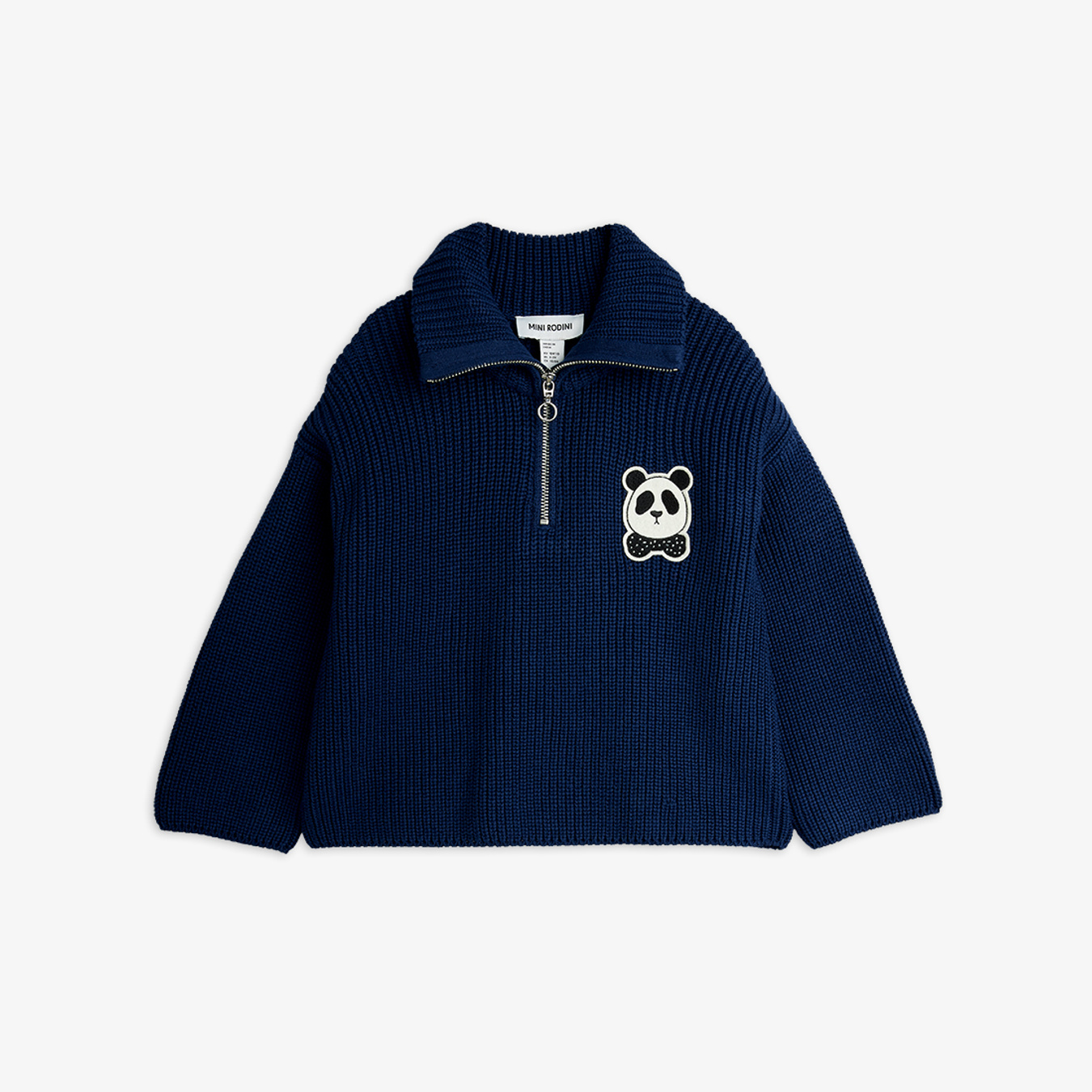 Panda chunky knit sweater Blue | Mini Rodini