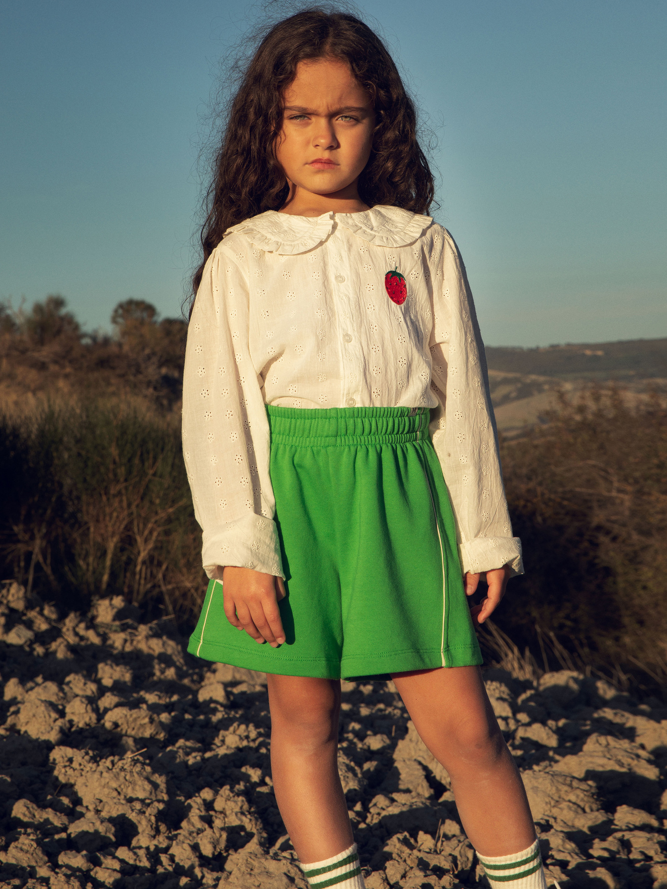 Strawberry schiffli blouse White | Mini Rodini