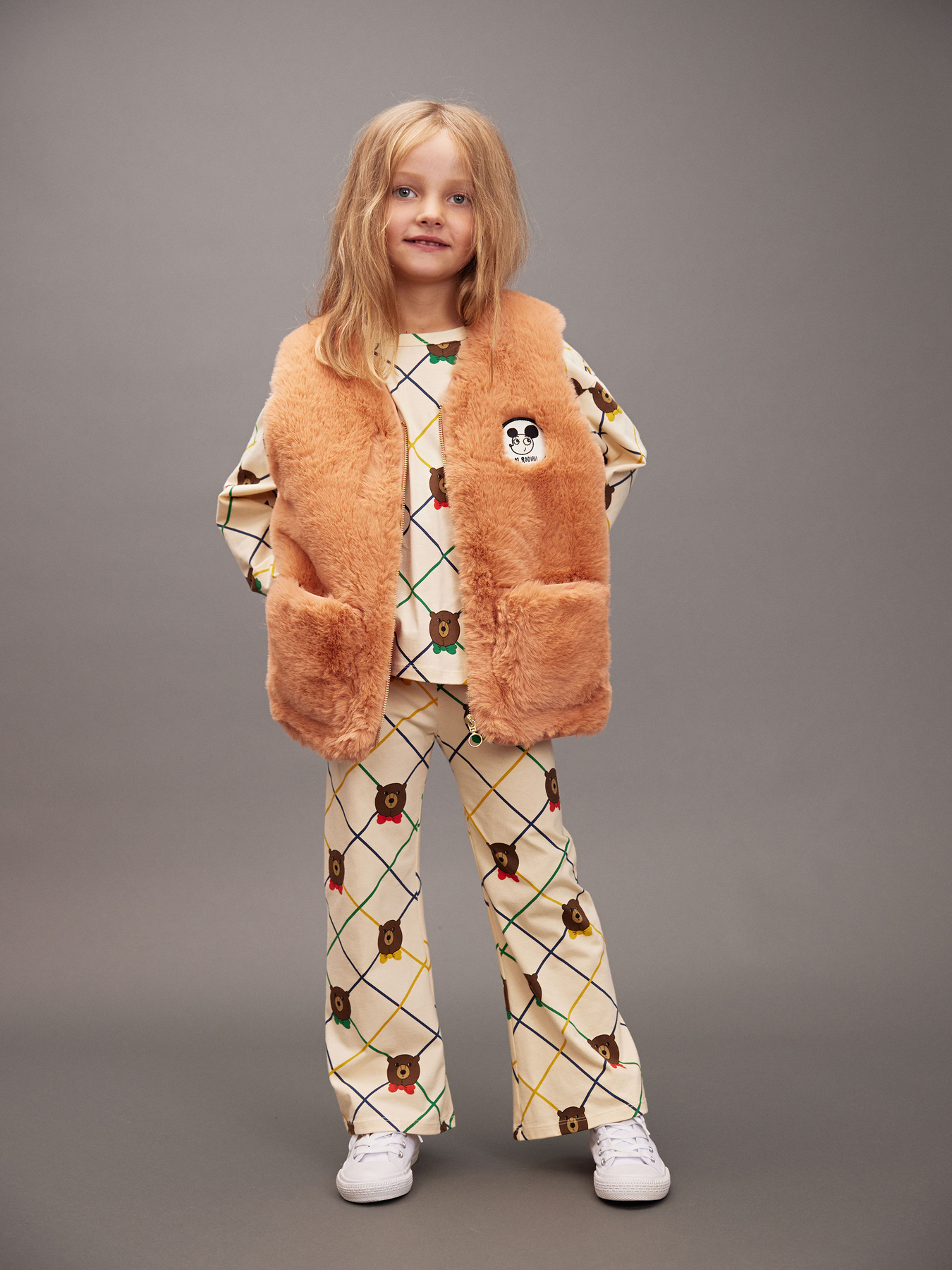 Bear check long sleeve T shirt Offwhite | Mini Rodini