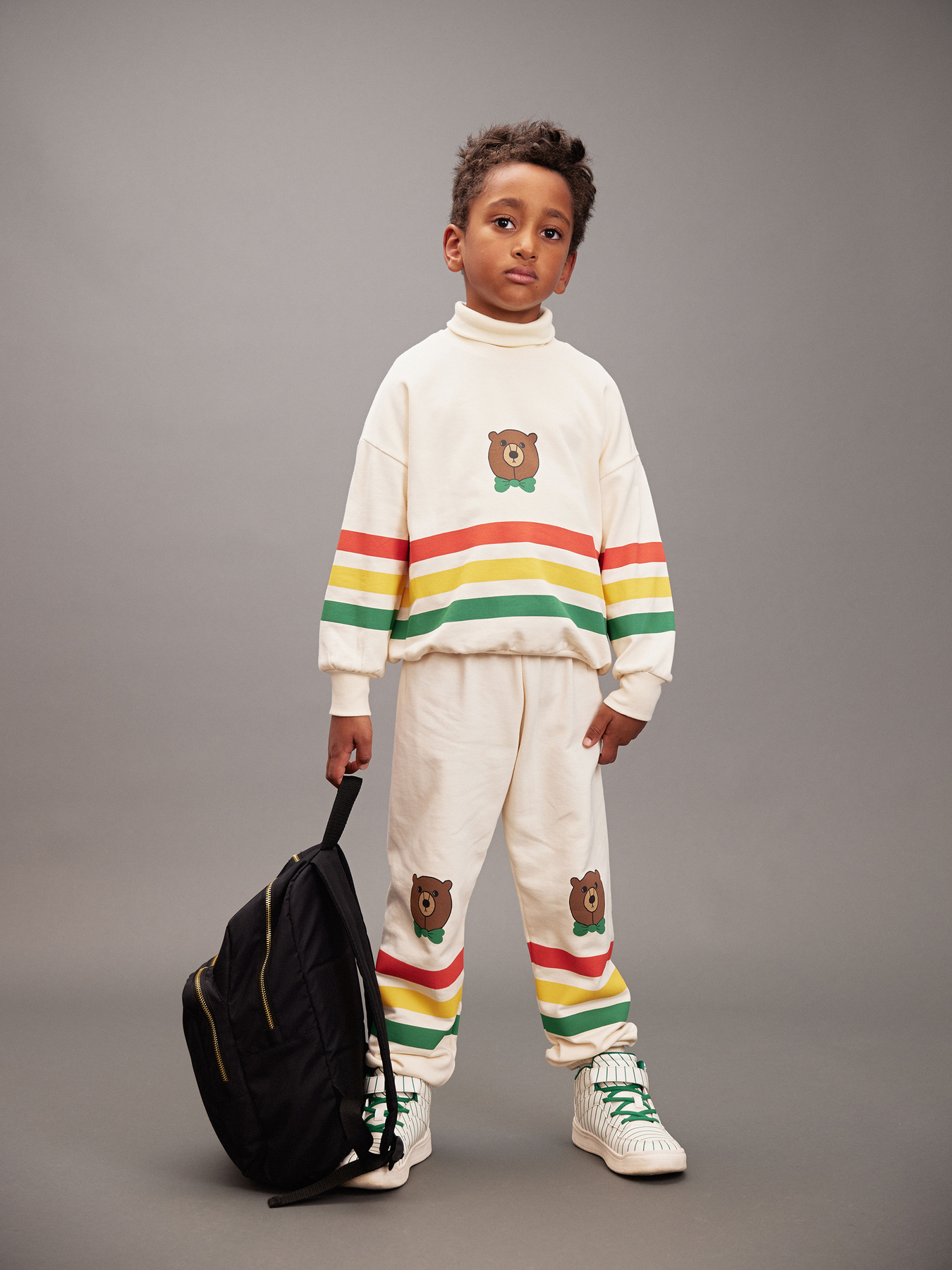 Bear stripe sweatshirt Offwhite | Mini Rodini