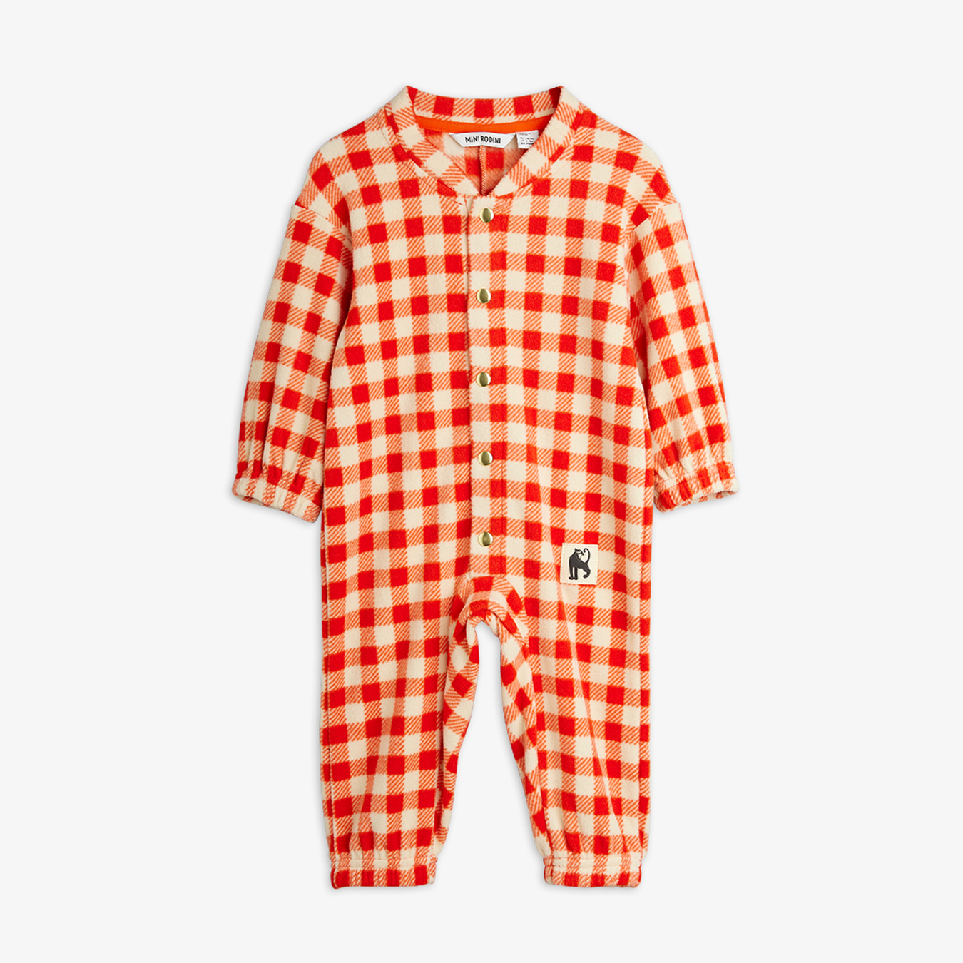 Gingham fleece overall baby Red 