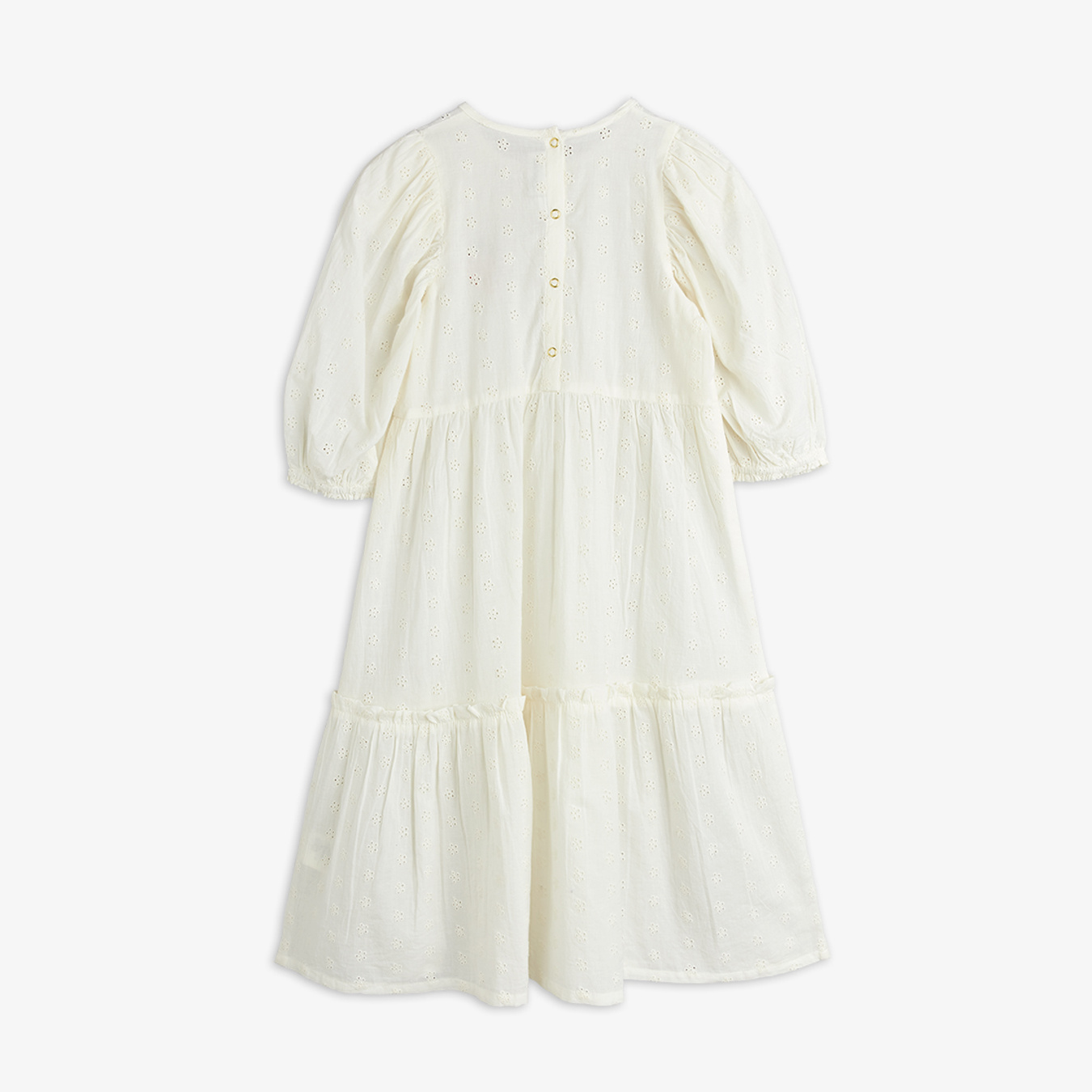 ワンピース minirodini puffsleeve dress Strawberry schiffli woven dress White | Mini Rodini