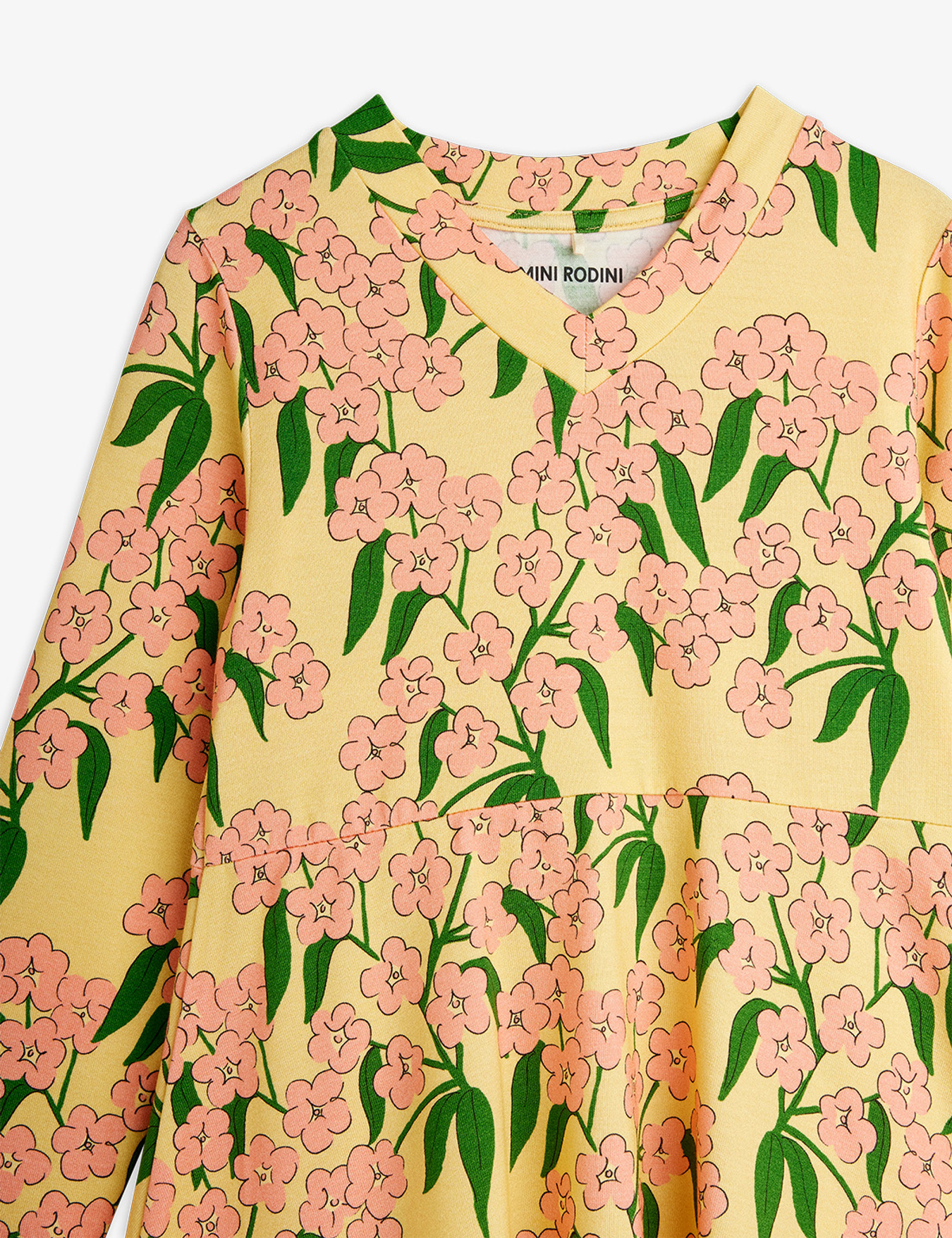 Alpine flowers long sleeve dress Yellow | Mini Rodini