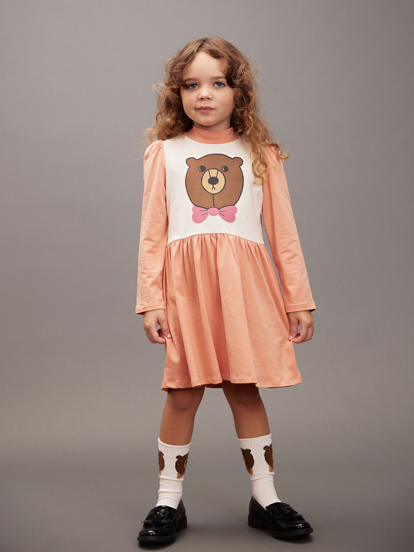 Bear long sleeve dress Pink | Mini Rodini