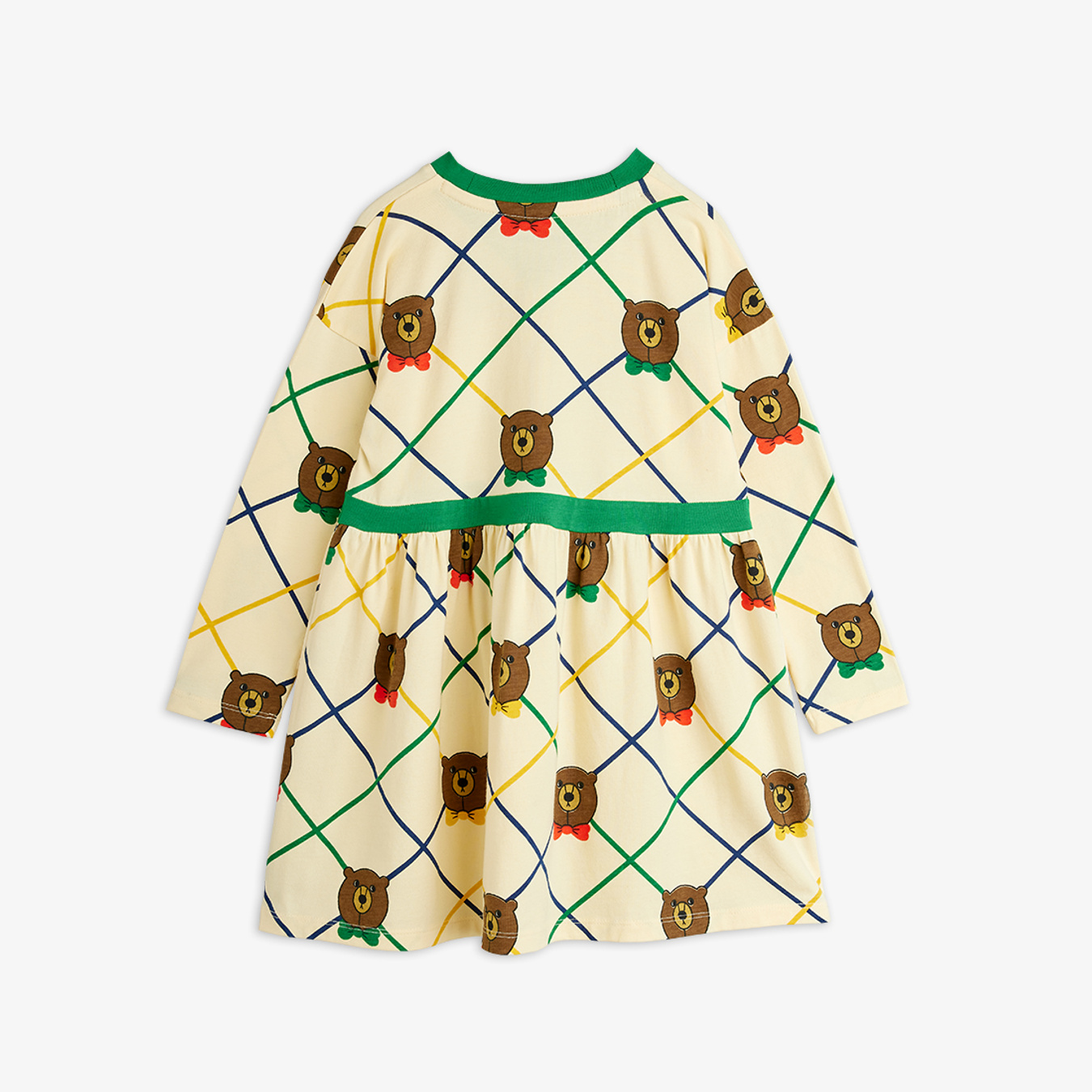 Bear check long sleeve dress Offwhite | Mini Rodini