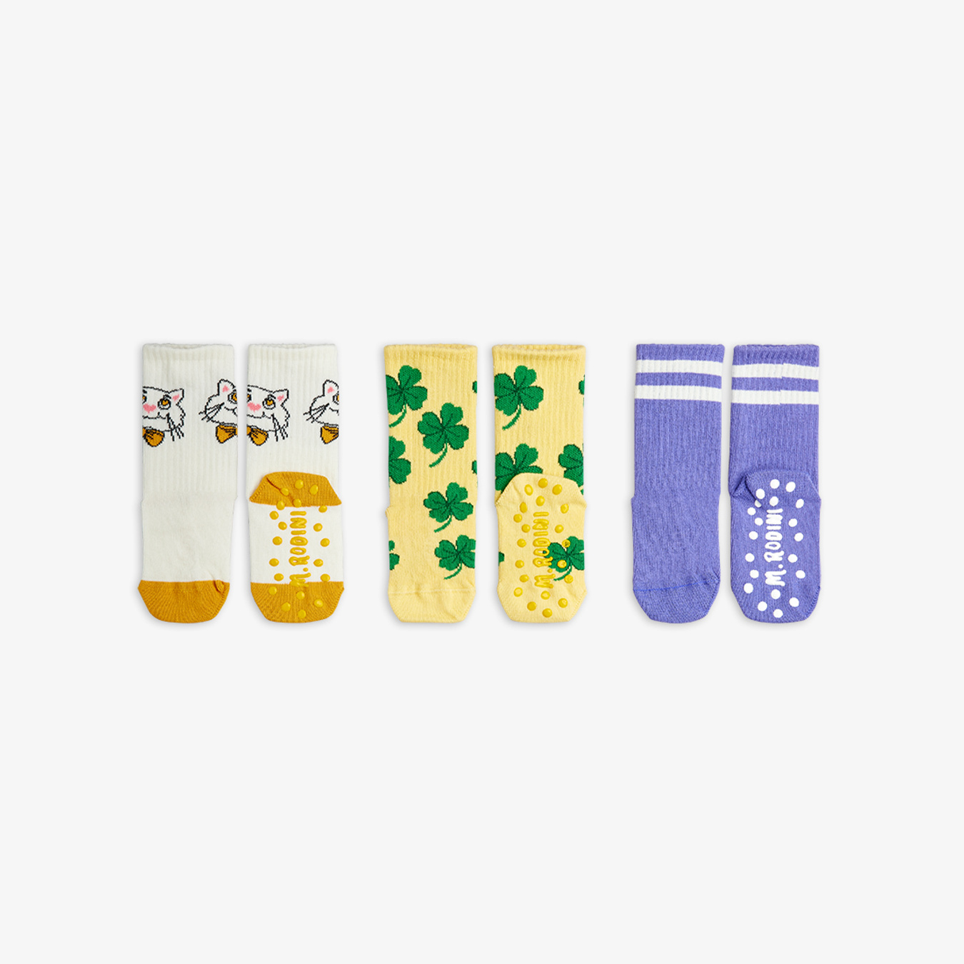 Cat 3-pack anti-slip socks Multi | Mini Rodini