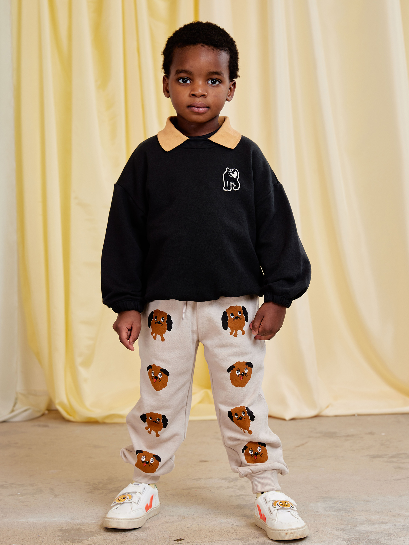 Panther Patch Collar Sweatshirt Black | Mini Rodini