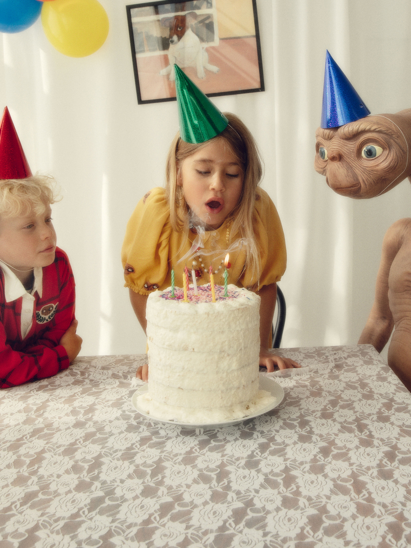 minirodini ミニロディーニ　ET 116/122 E.T. Woven Short Sleeve Dress Beige | Mini Rodini