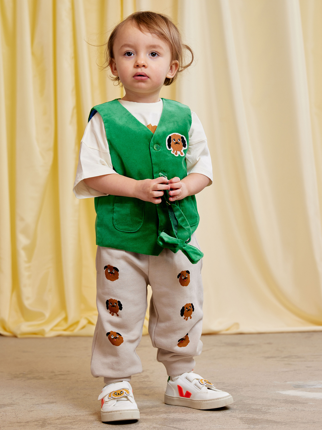 Doggie Patch Velvet Waistcoat Green | Mini Rodini