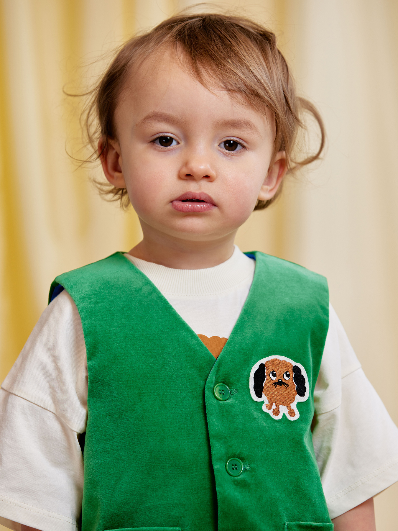 Doggie Patch Velvet Waistcoat Green | Mini Rodini