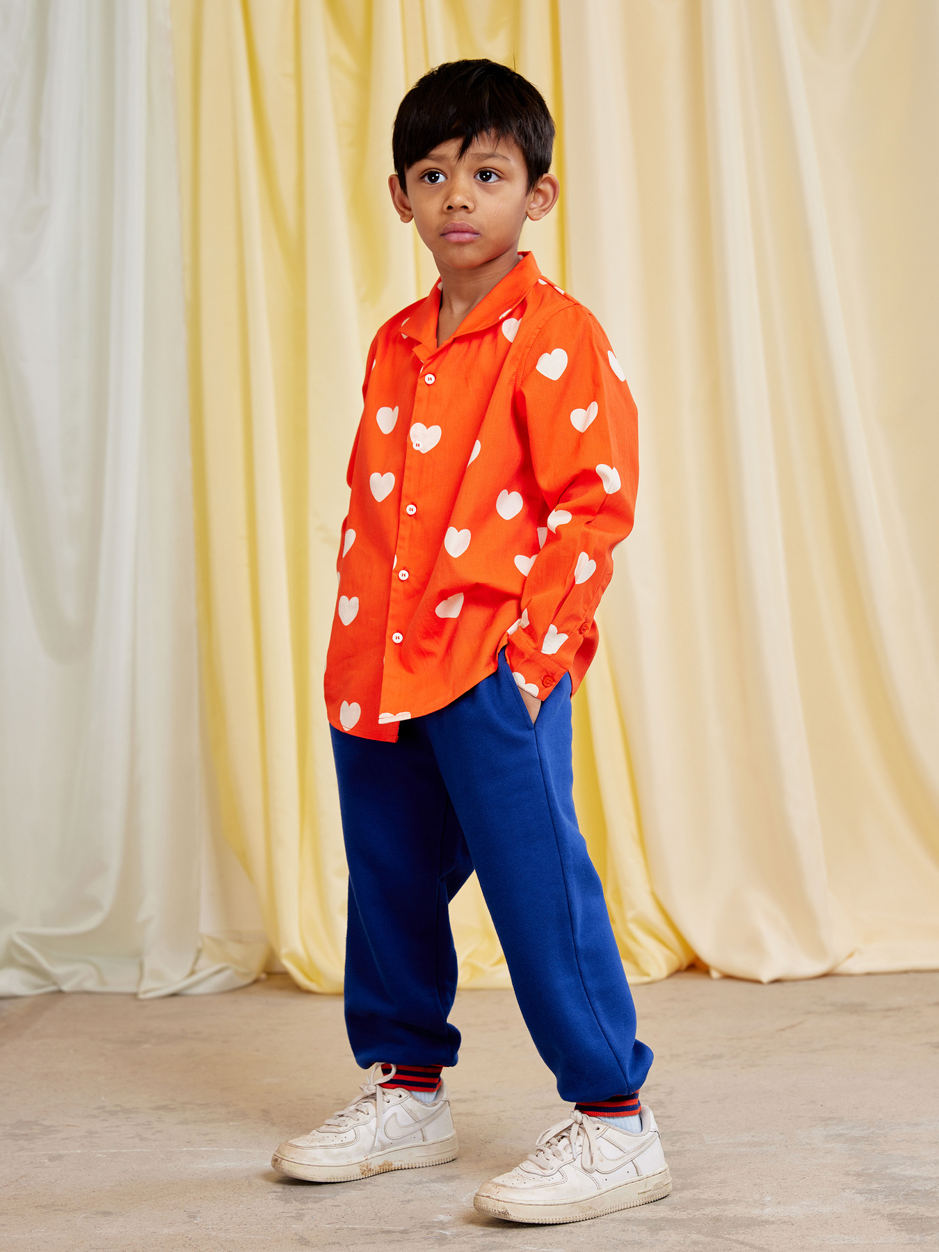 Hearts Woven Long Sleeve Shirt Red | Mini Rodini