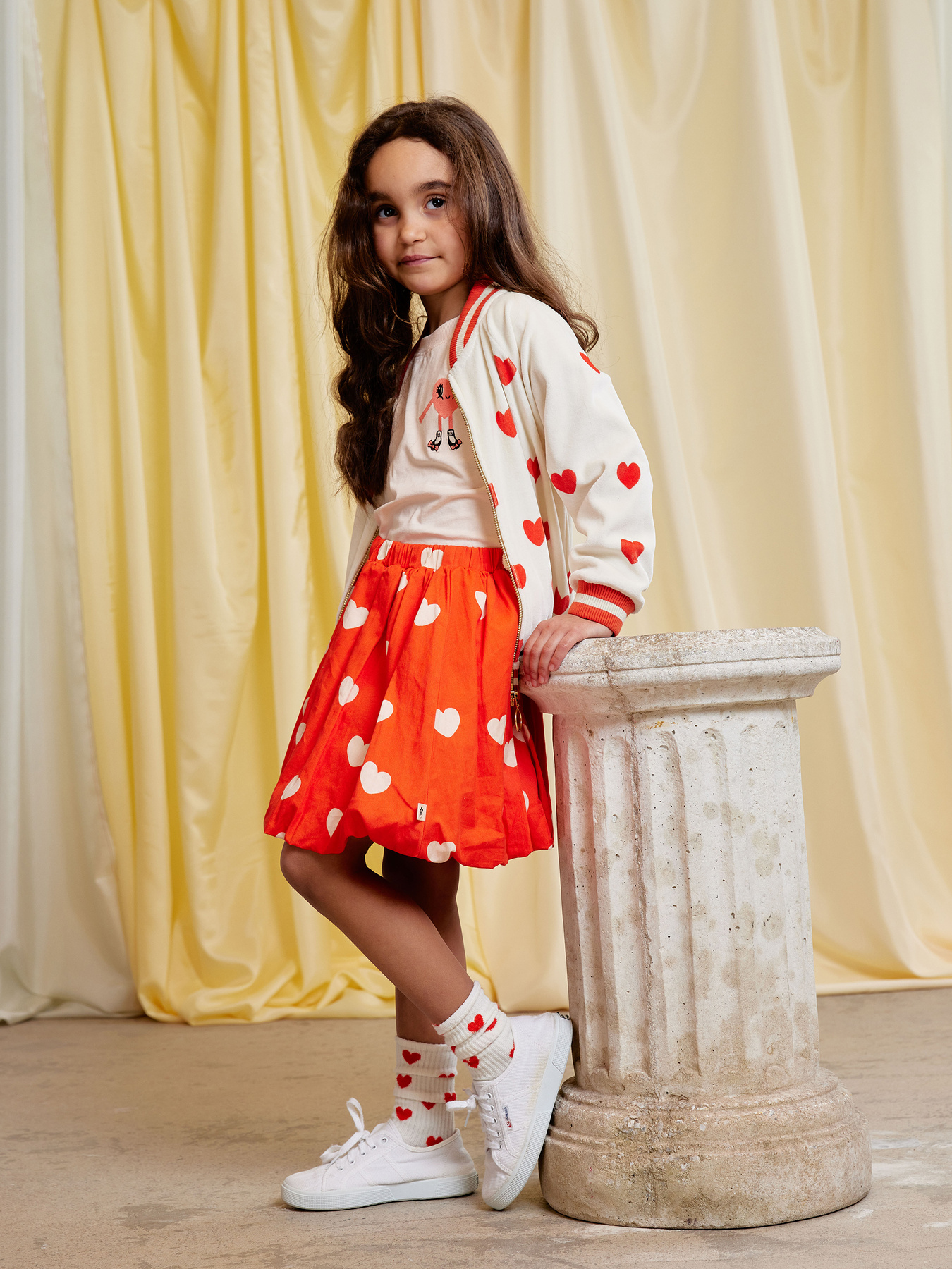 Hearts Woven Balloon Skirt Red | Mini Rodini