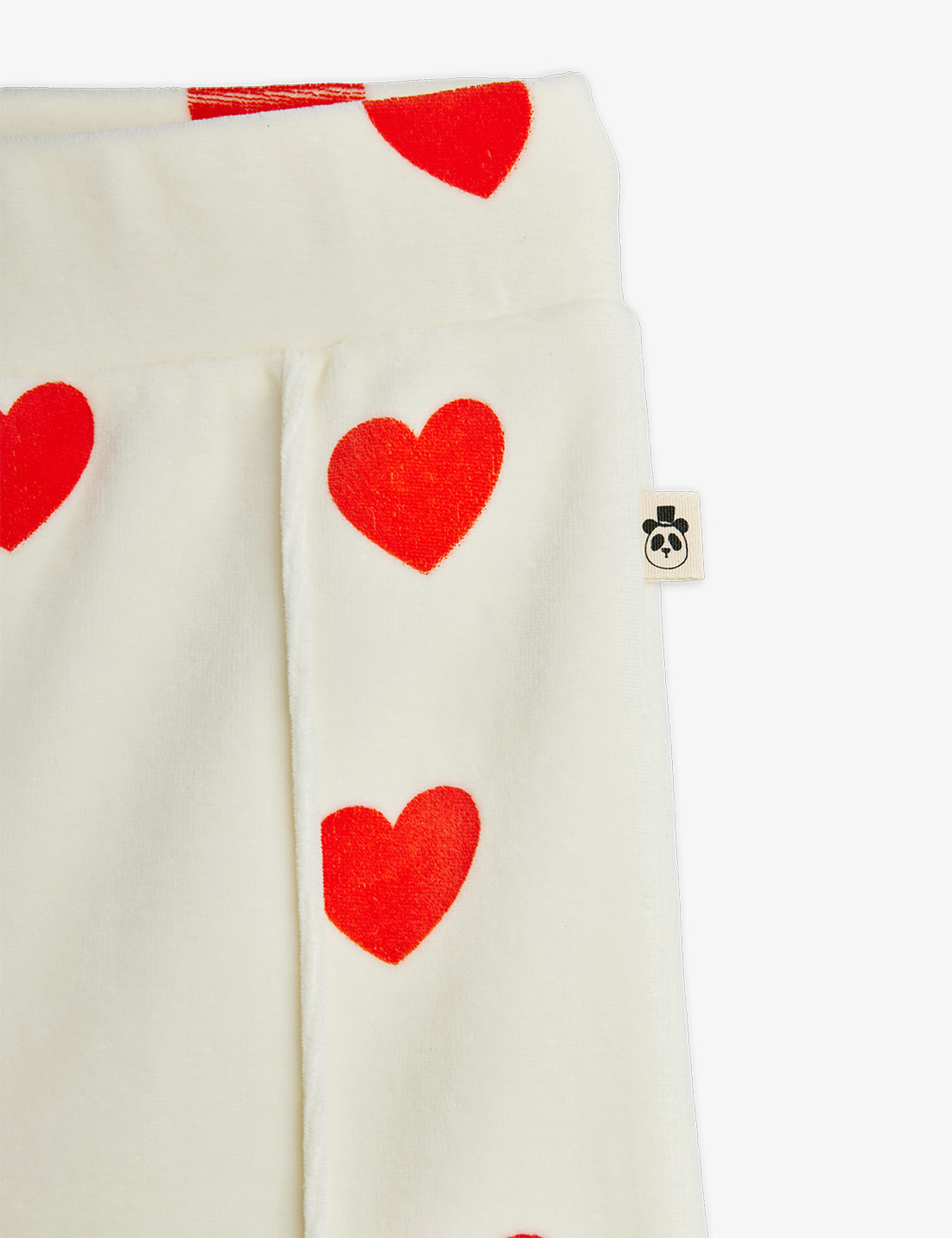 Hearts Velour Trousers White | Mini Rodini